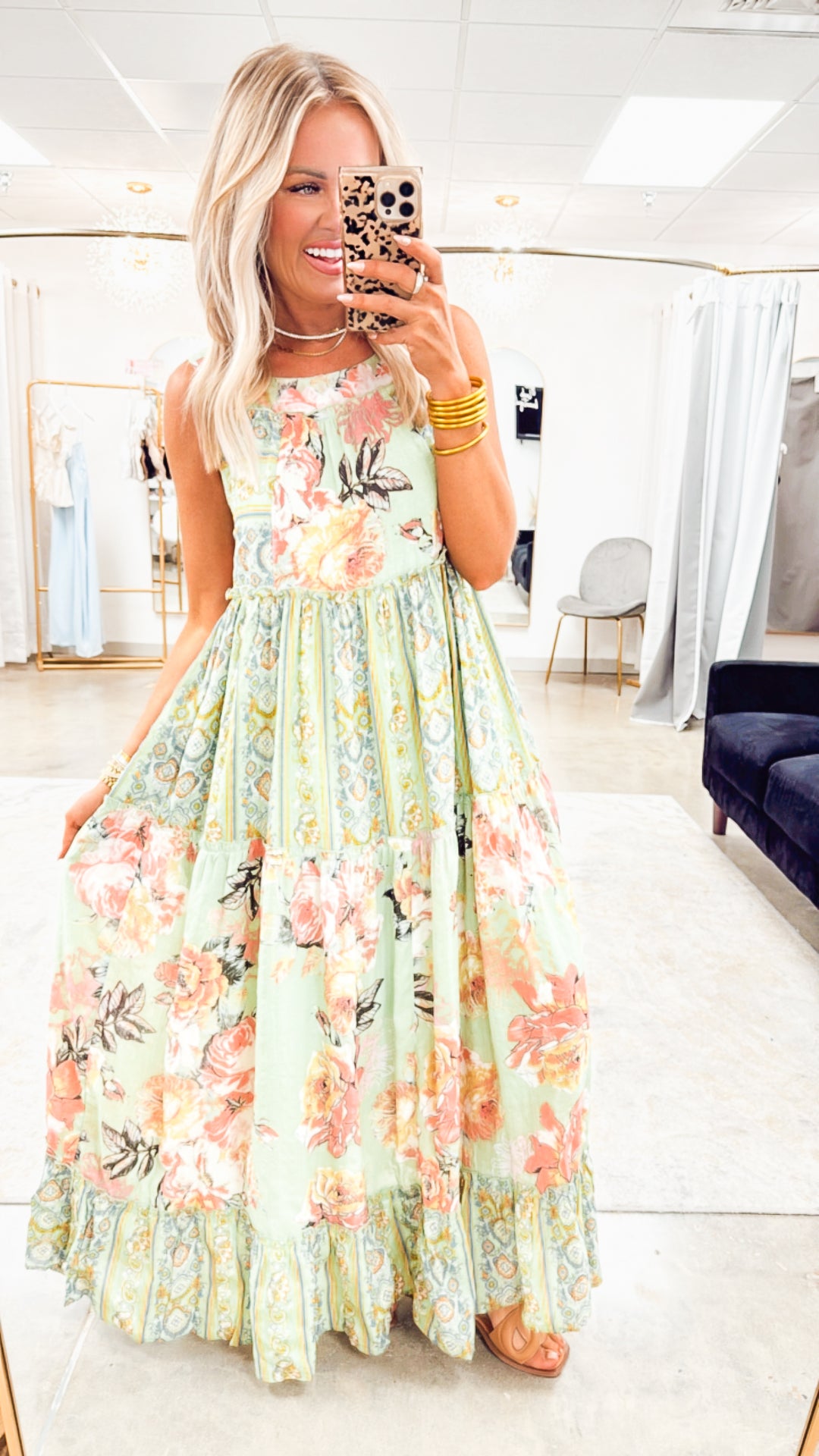 Floral Boho Midi Dress-Sage