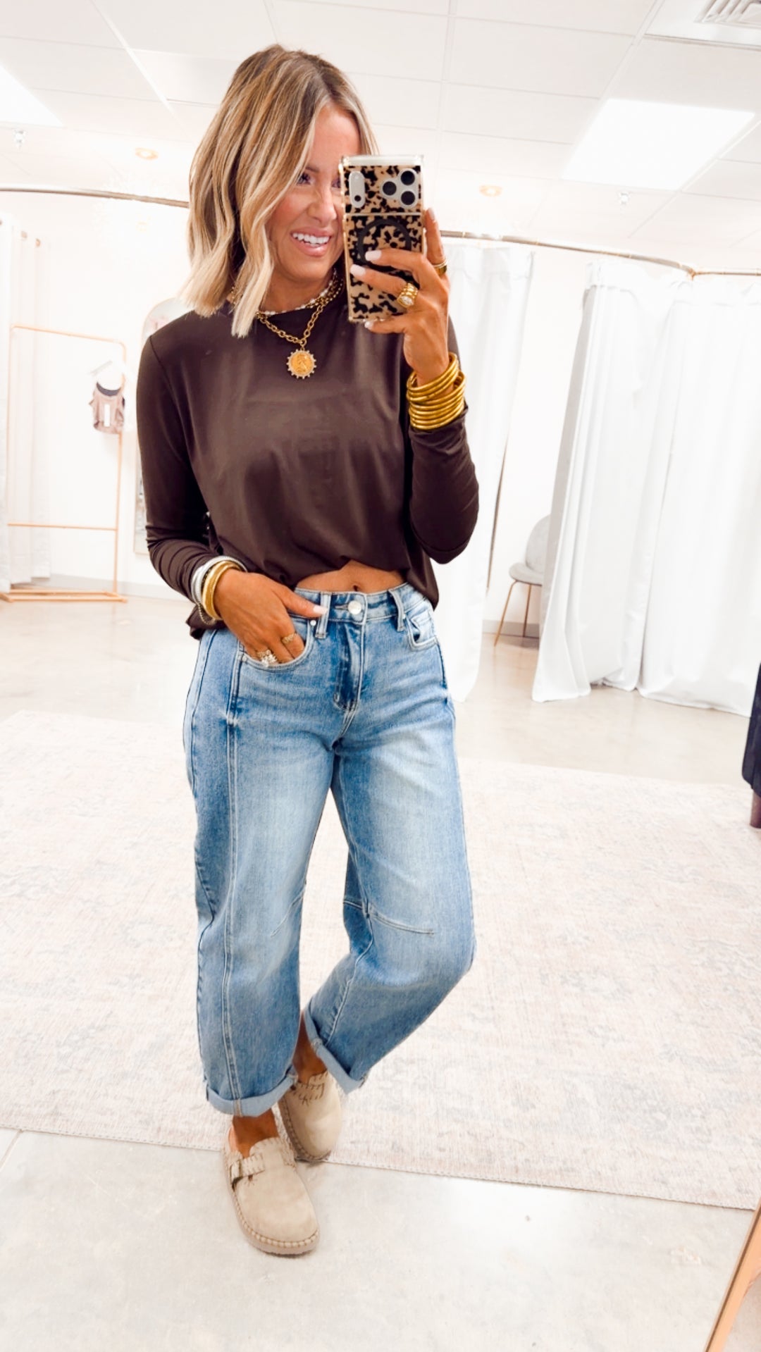 Vale Essential Long Sleeve Top-Espresso