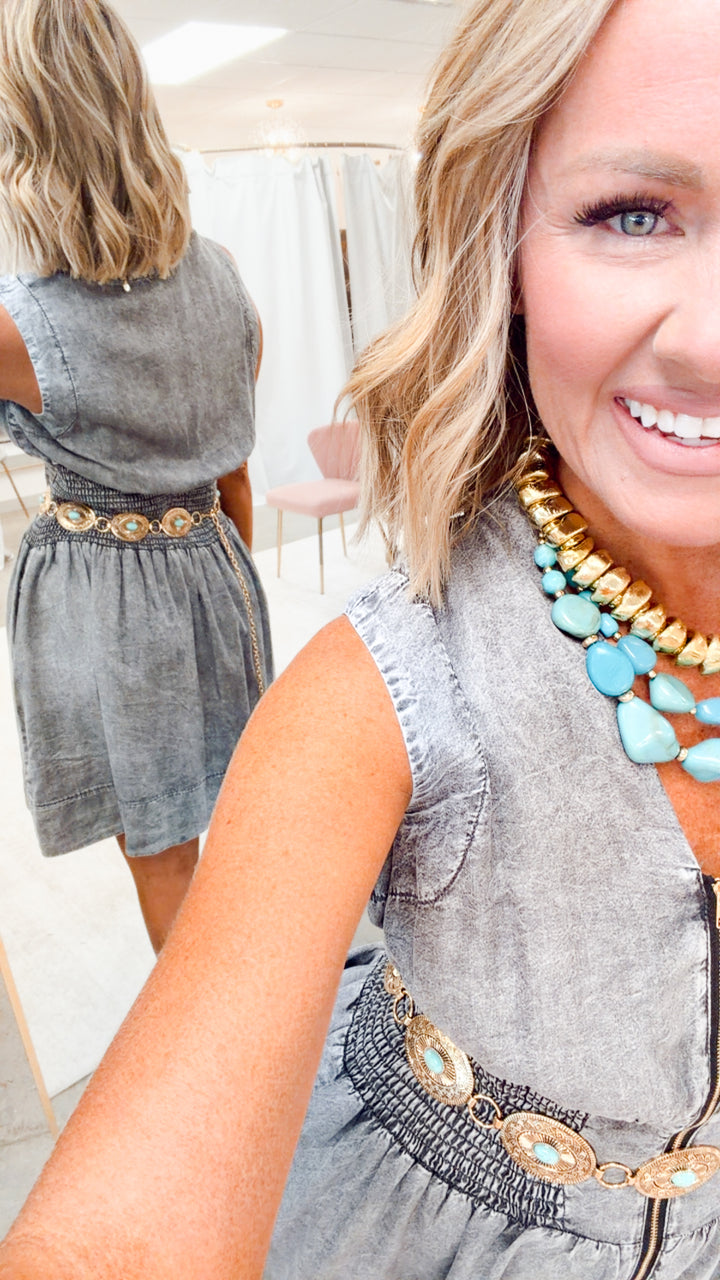 The Laramie Lane Dress-Black Denim