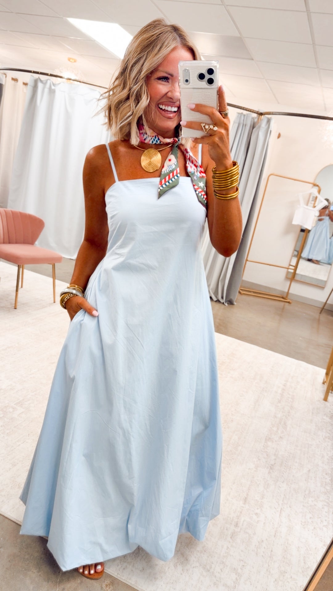 The Juniper Bubble Hem Maxi Dress-Blue