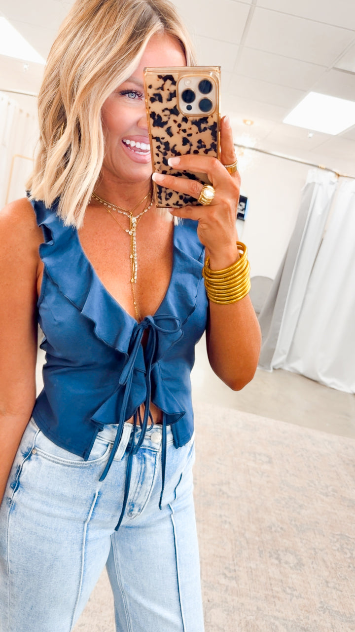 Ryder Ruffle Front Tie Top