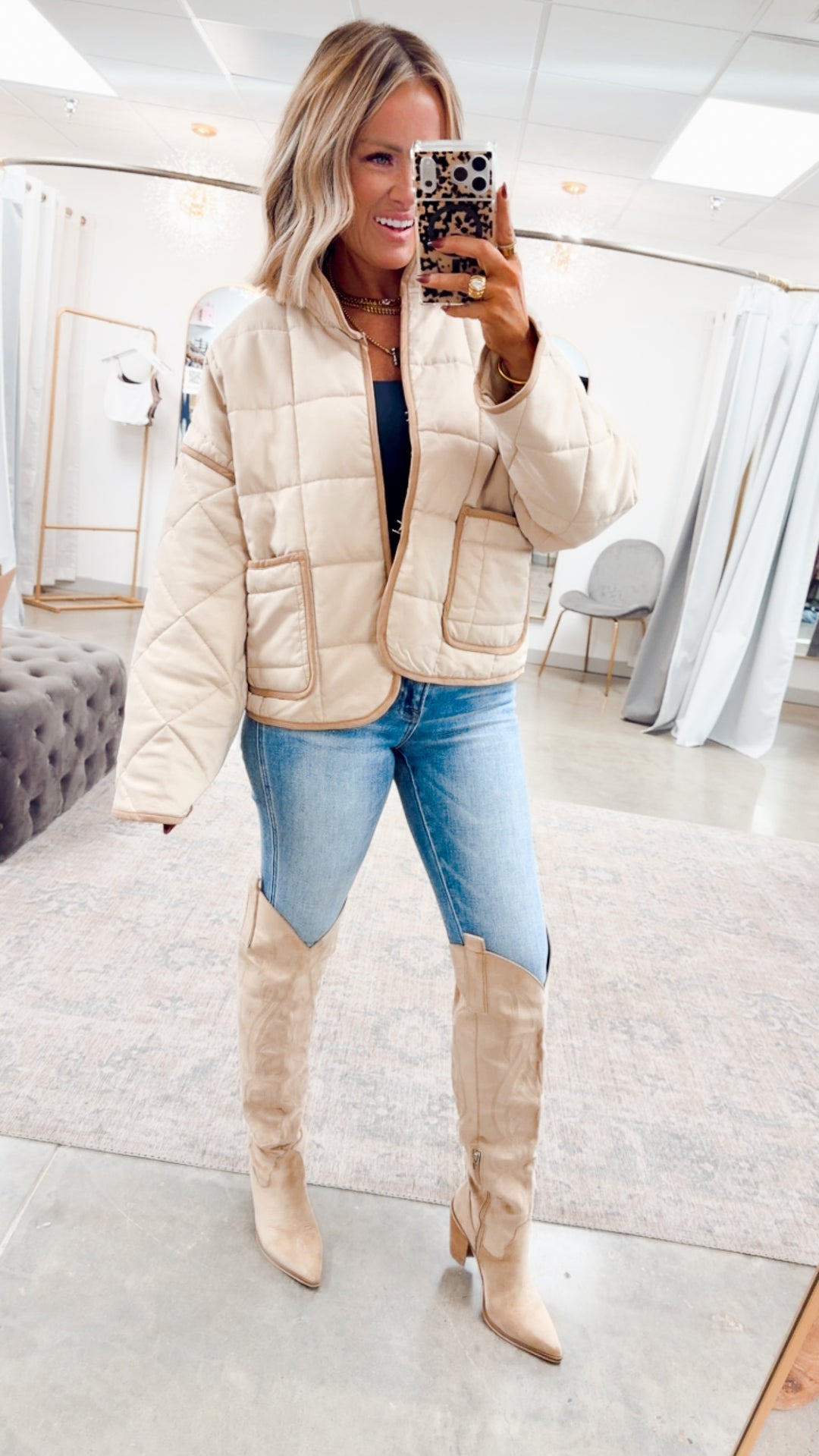 The Sutter Quilted Jacket-Beige