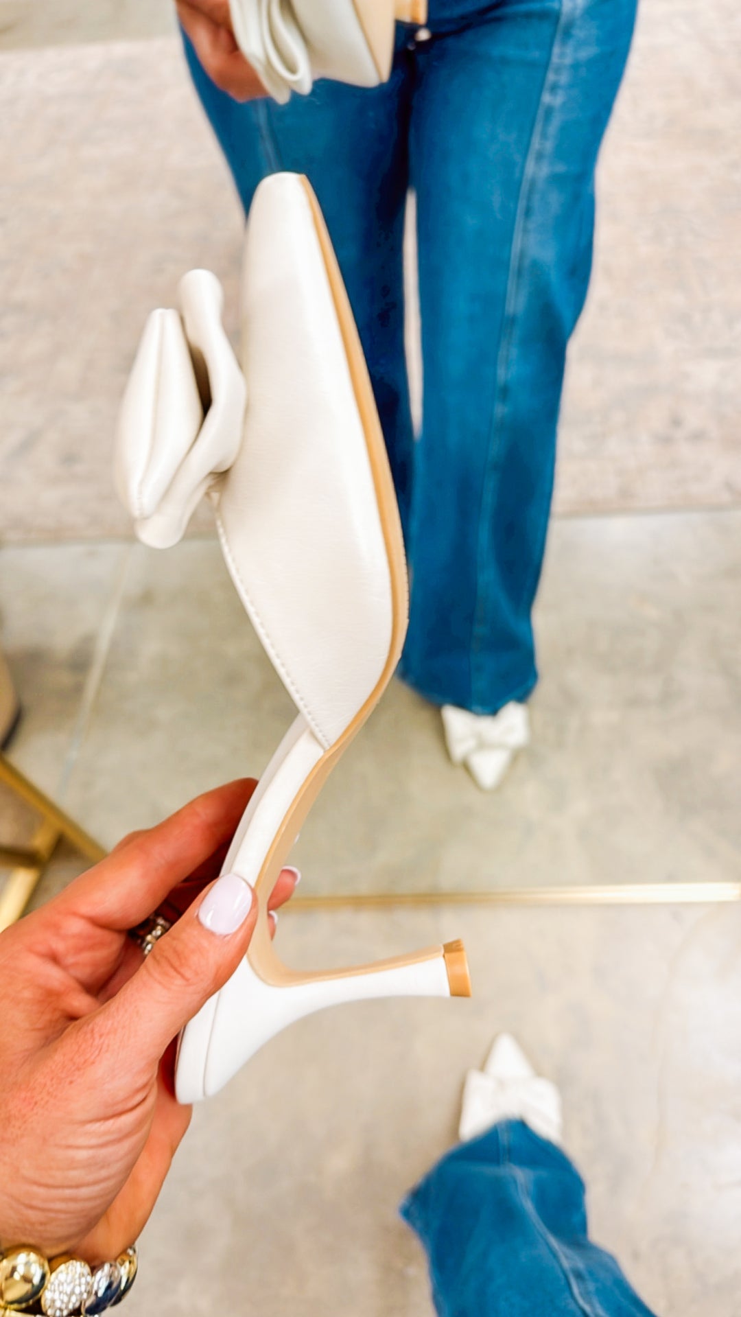 Jane Bow Accent Heel-White