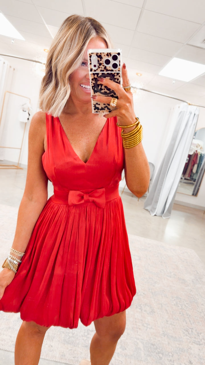 The Lovely Bow Dress-Red