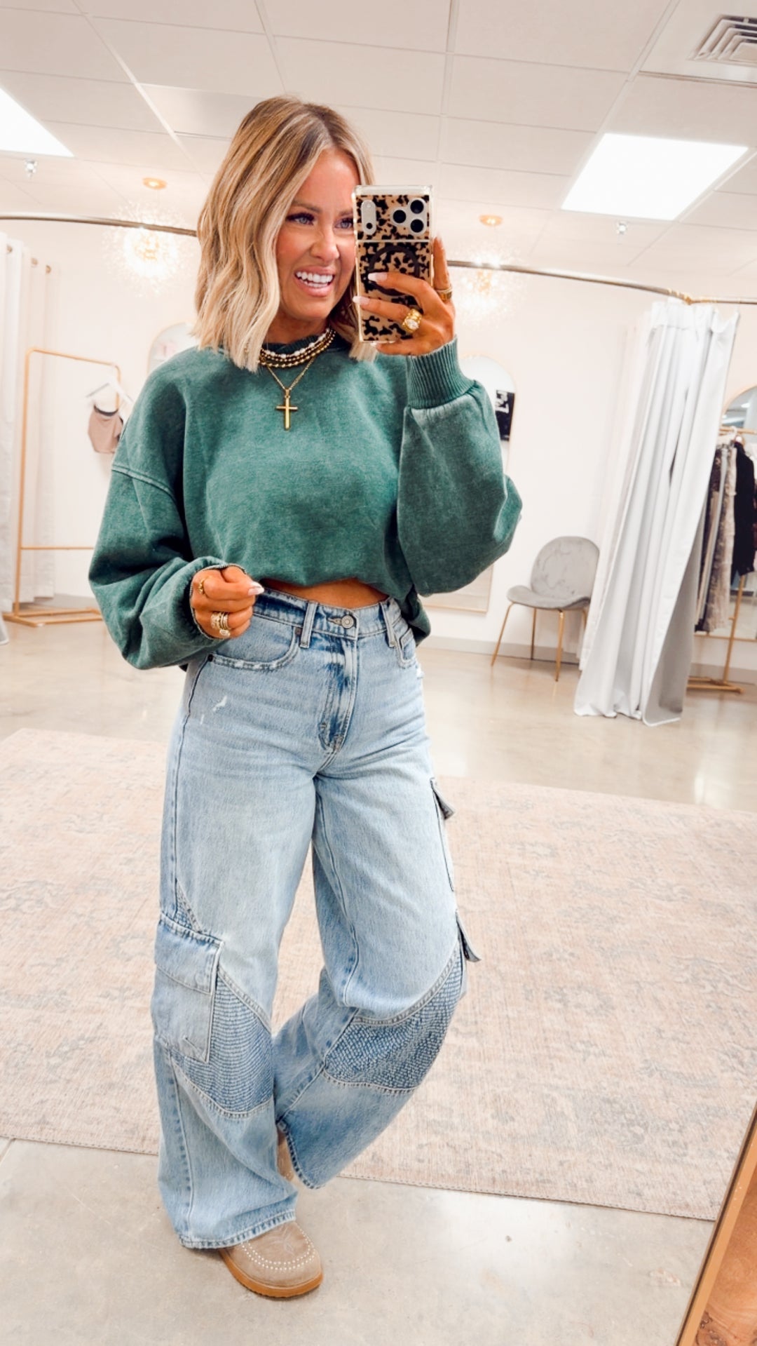 Plush Oversized Sweatshirt -Dark Green
