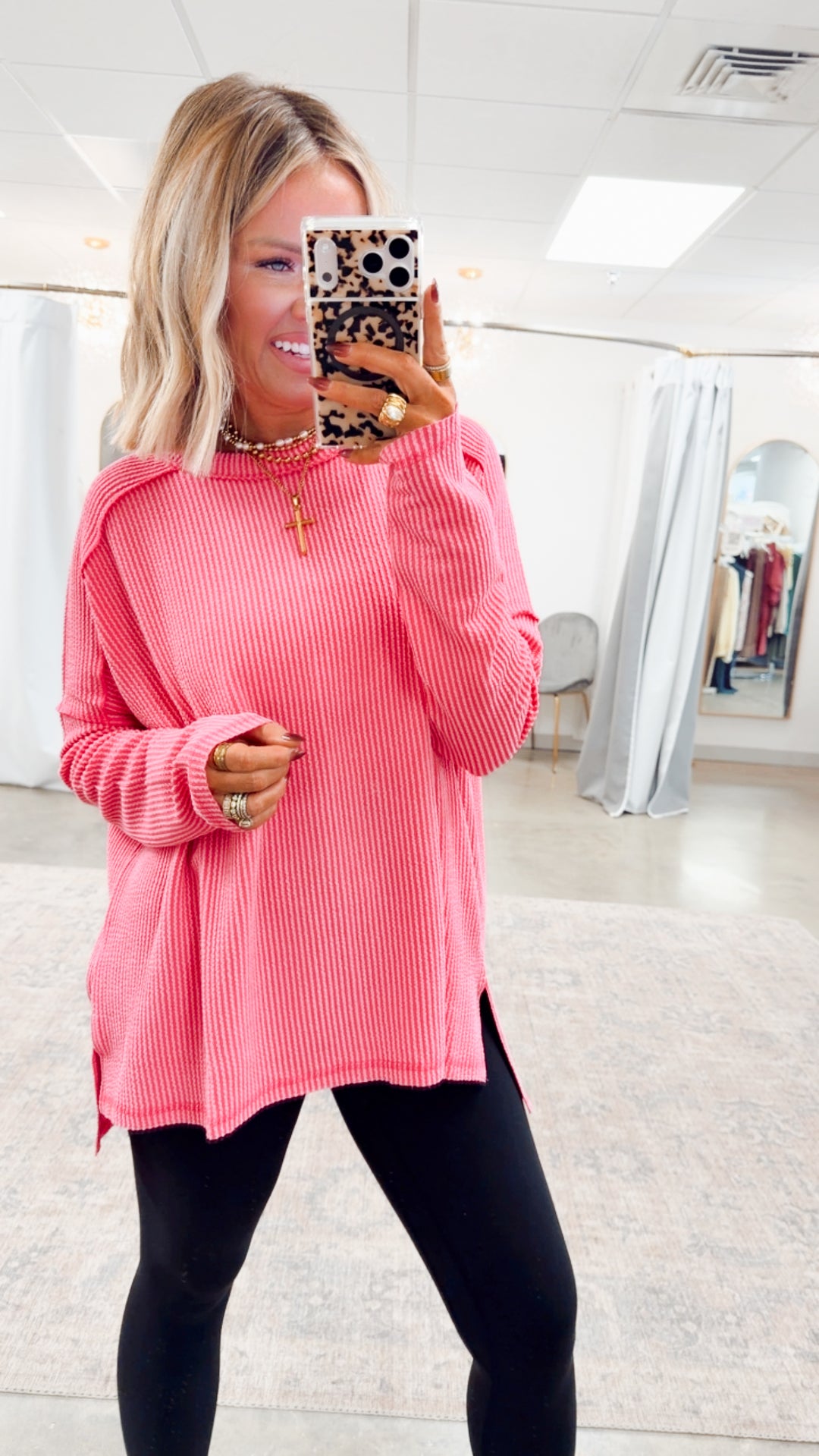 The Haisley Ribbed Top-Fuchsia