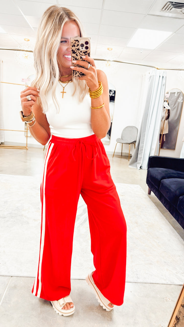 The Everyday Ease Pants- Red