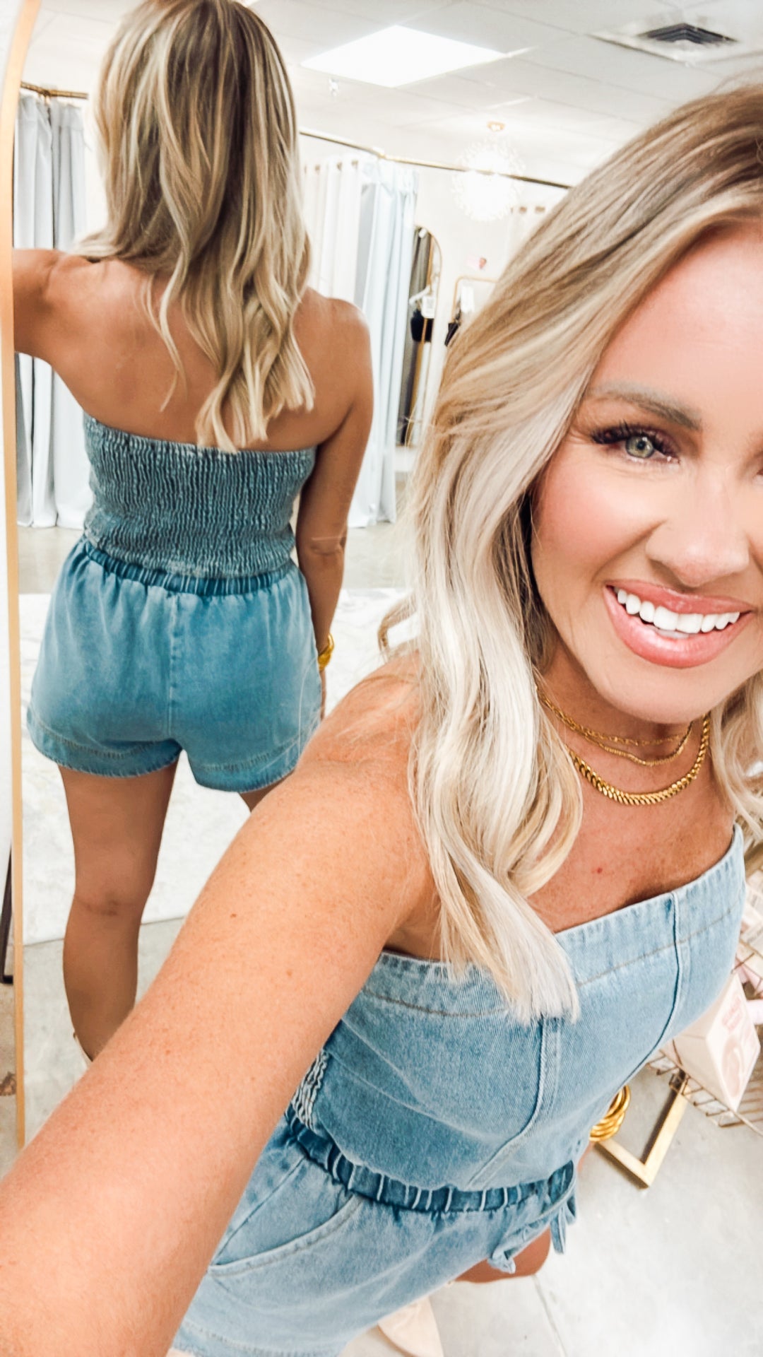 Dylan Tube Top Denim Romper
