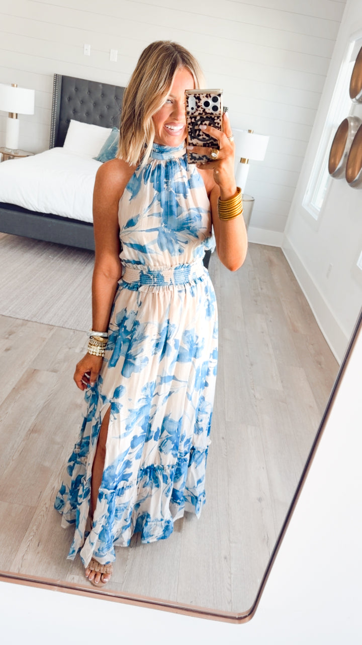 Scarlet Floral Halter Dress