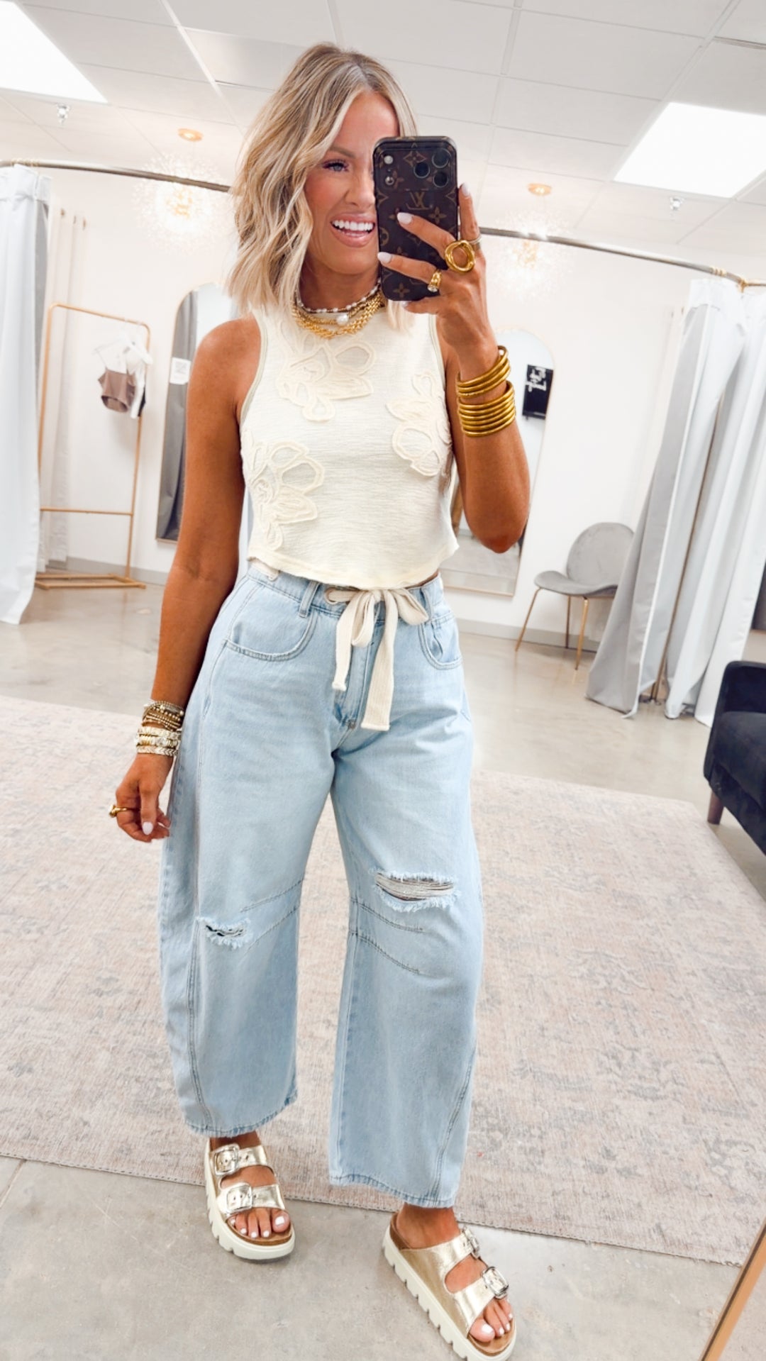 Sweet Stitch Tank-Cream