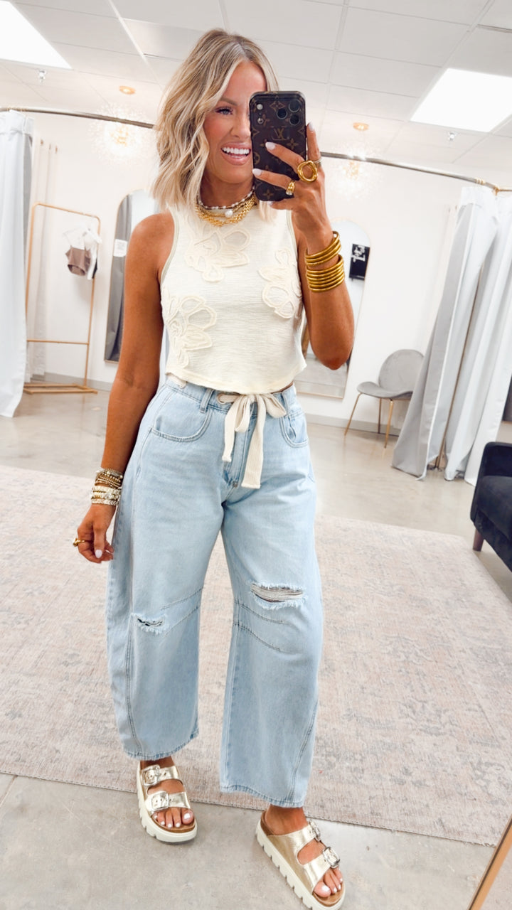 Sweet Stitch Tank-Cream
