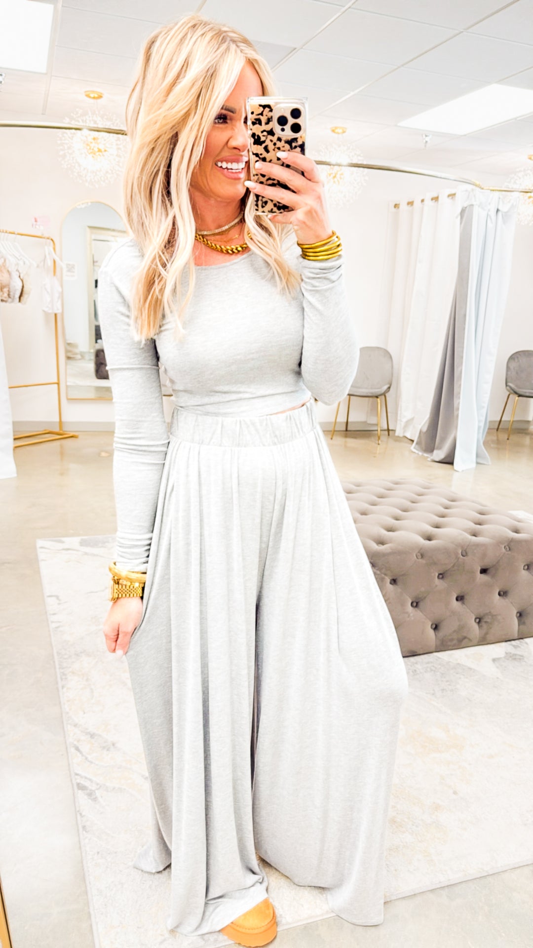 Grey Jersey Long Sleeve Top and Pants