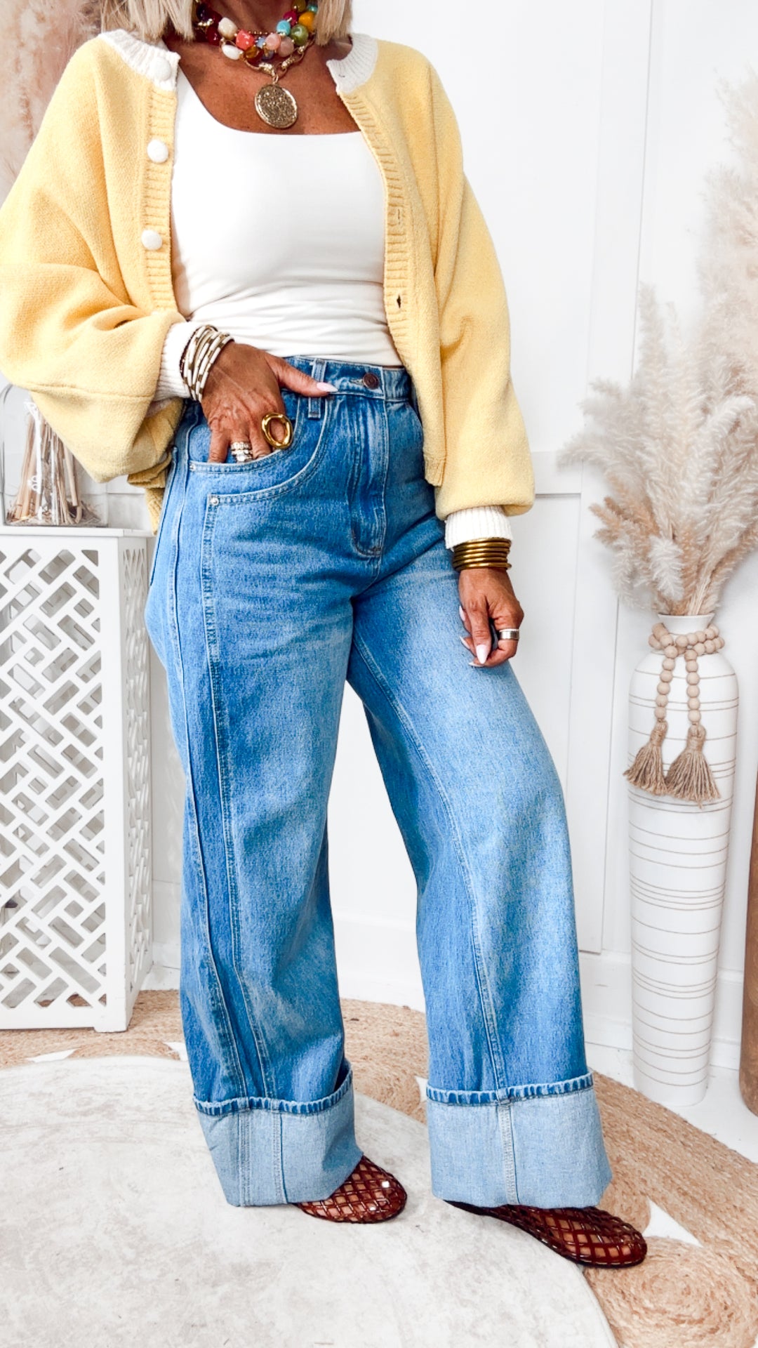 The Charlie Cuffed Wide Leg Jean