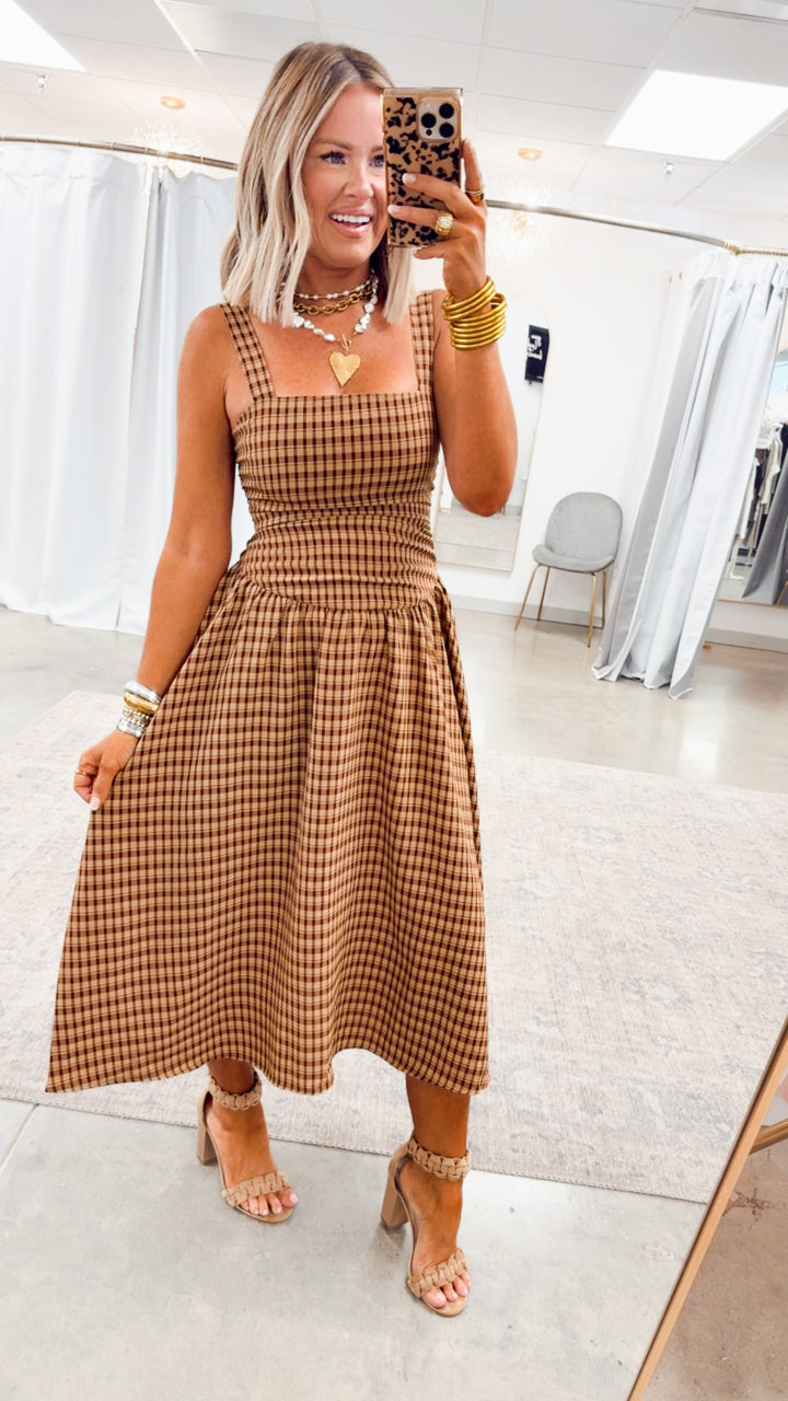 Maisie Plaid Midi Dress