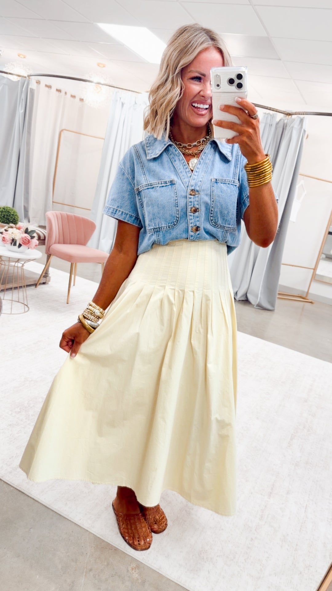 The Harper Poplin Skirt-Lemon