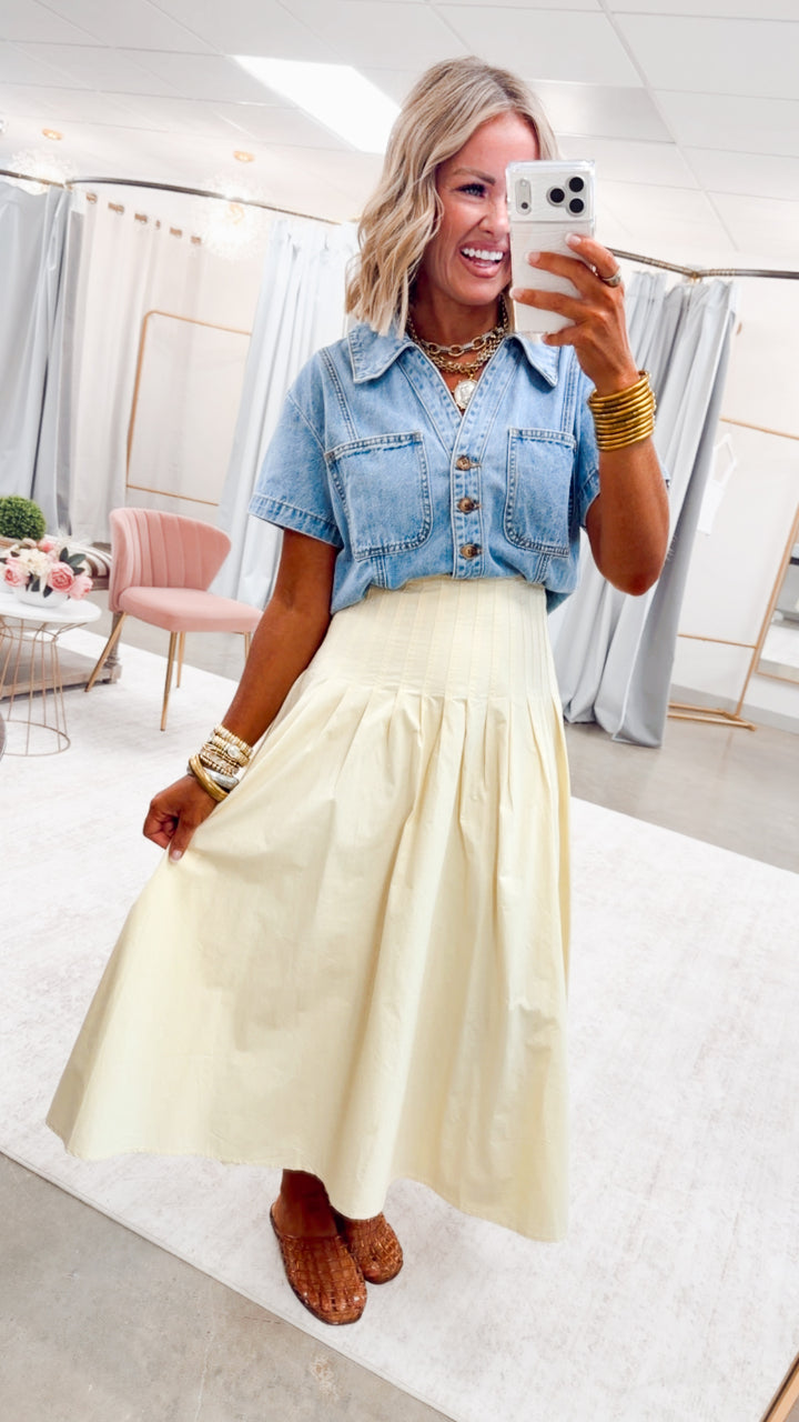 The Harper Poplin Skirt-Lemon
