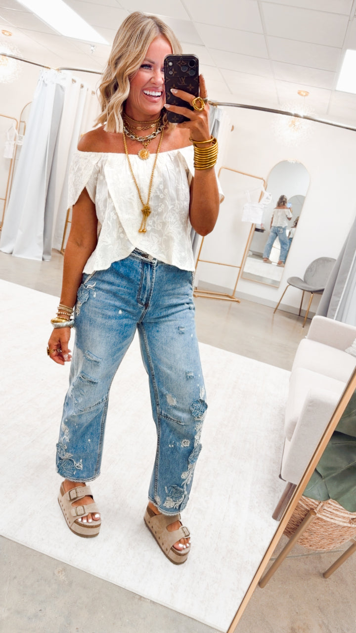 The Sable Embroidered Top-Natural