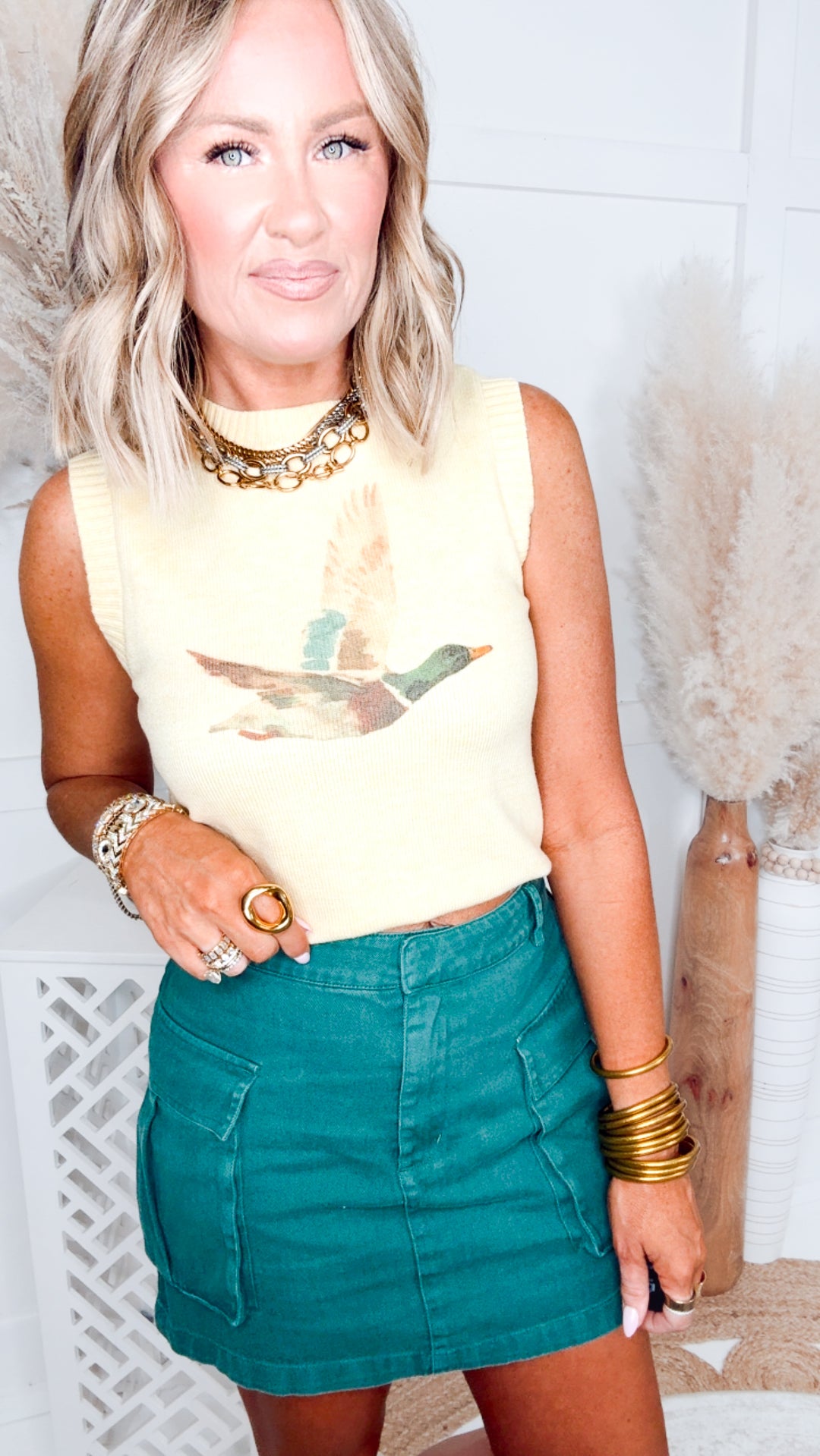 Mineral Washed Cargo Mini Skirt-Green