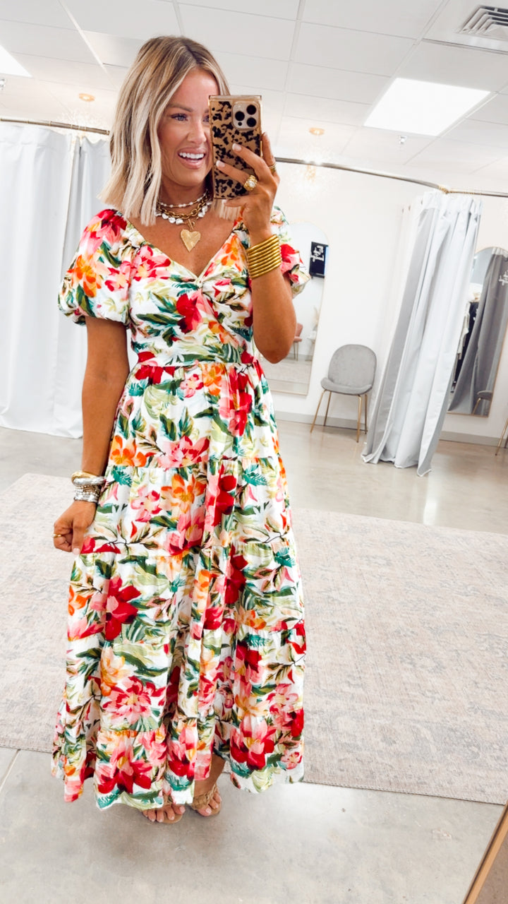Full Bloom Floral Print Maxi Dress