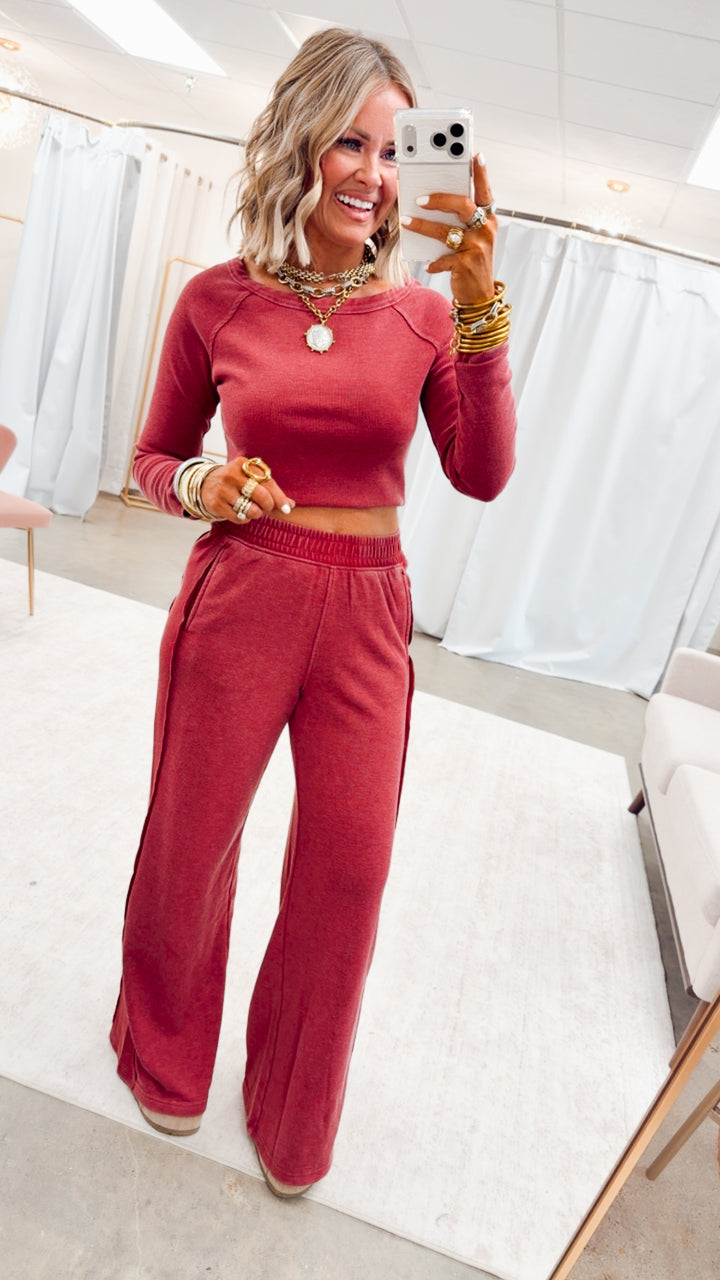 The Arabella Two Piece Set-Garnet