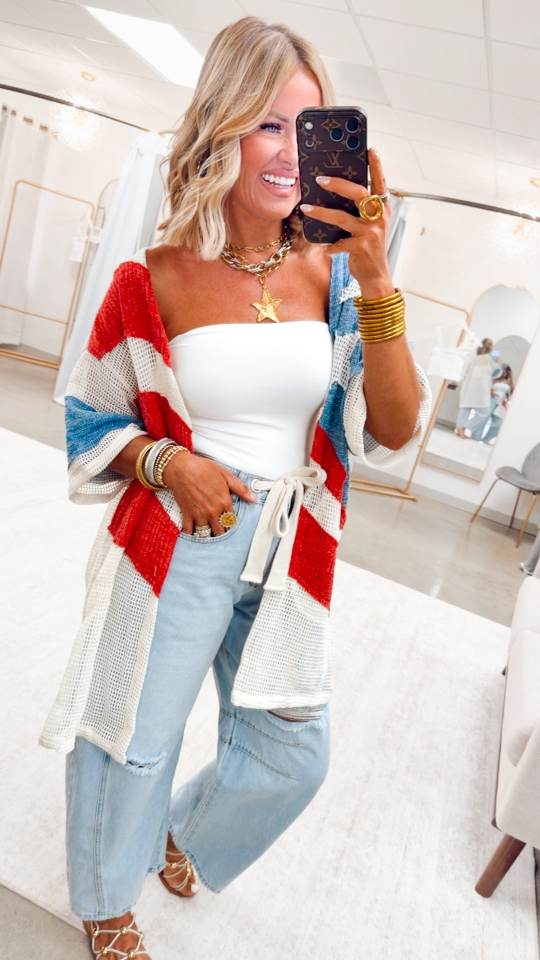 Emmie Eyelet Belted Barrel Jeans