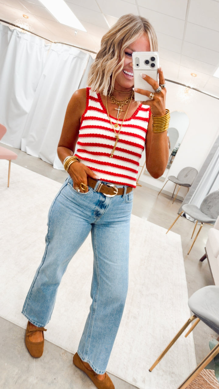 Sweet Stripe Crochet Tank