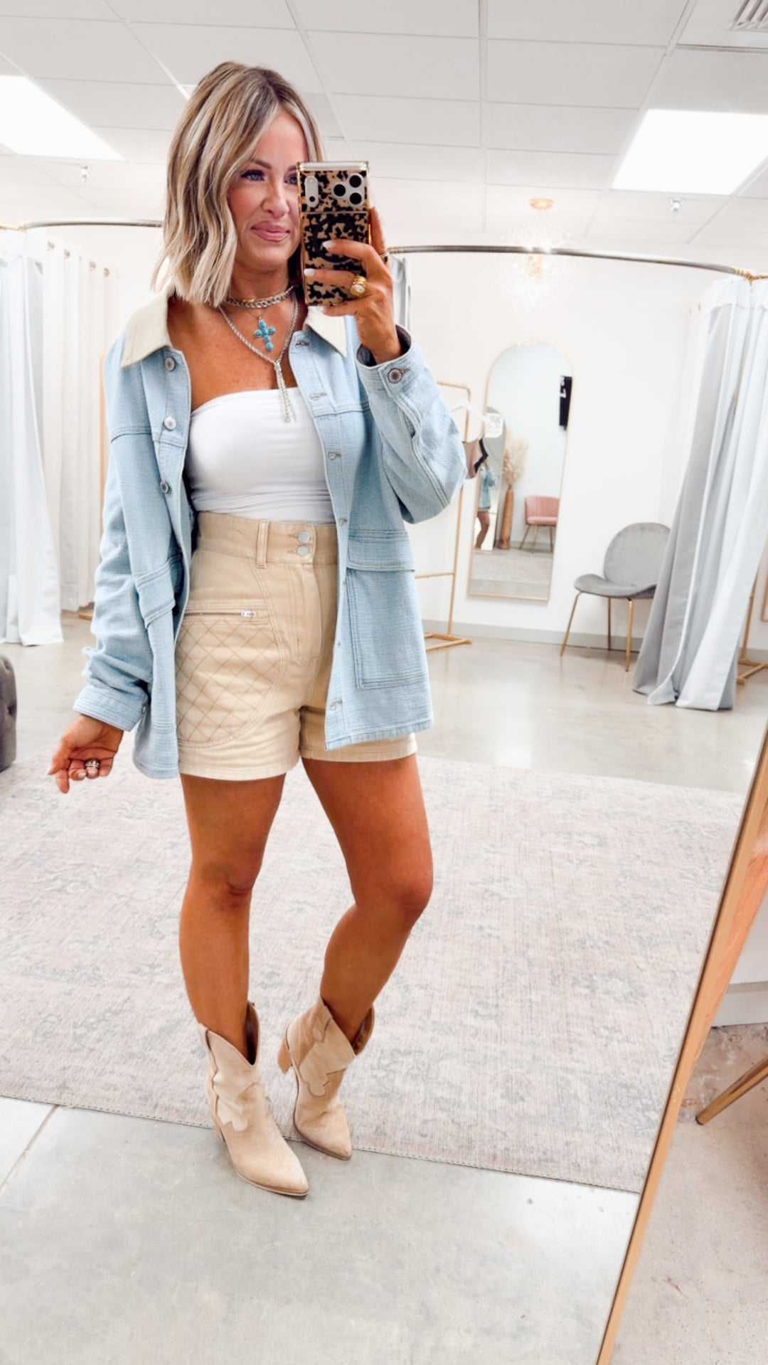 Quilted High Waist Shorts-Washed Sand