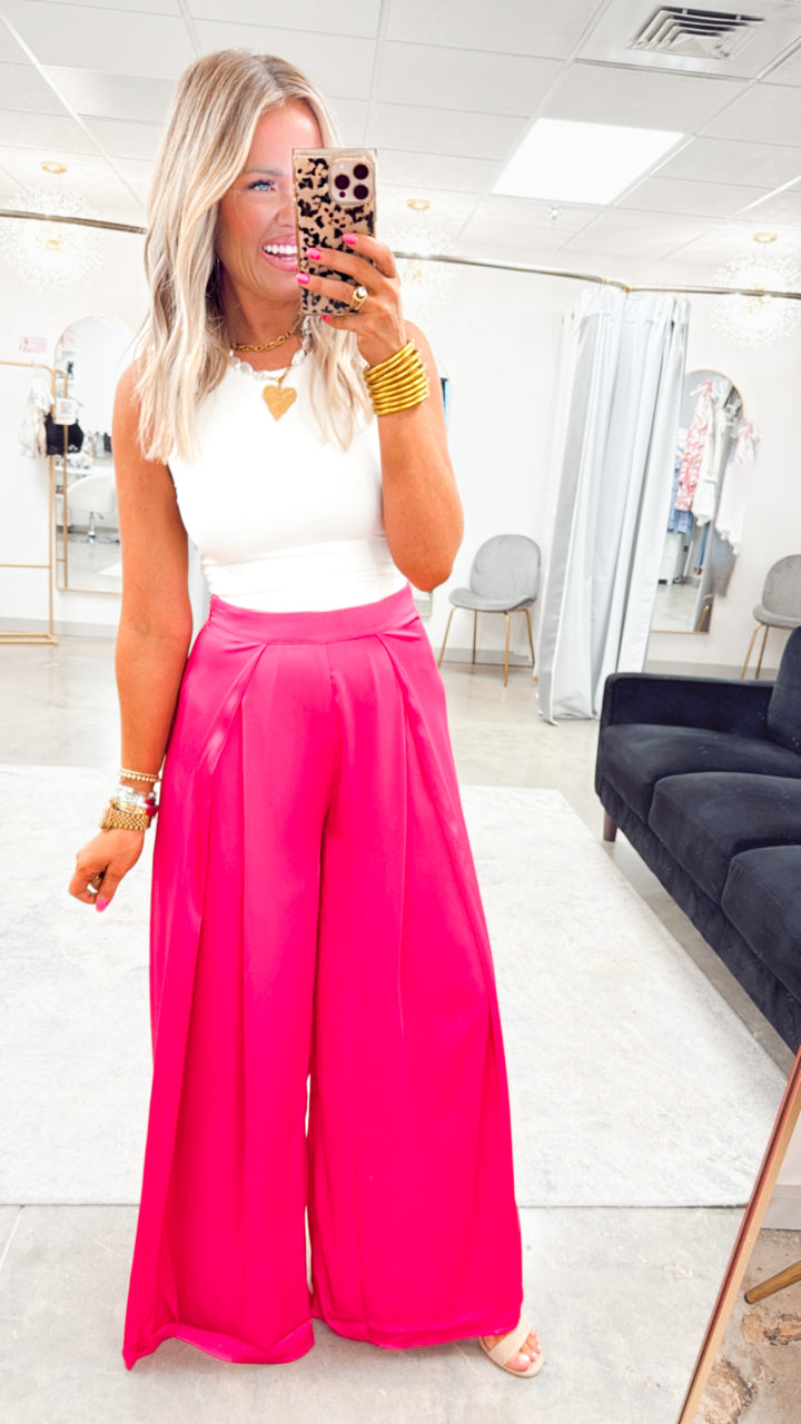 The Gia Satin Wide-Leg Pants