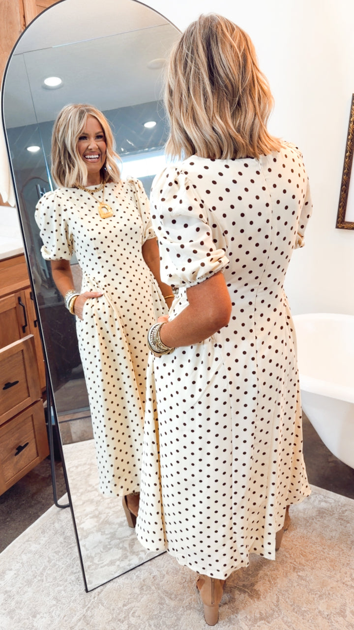 Classic Polka Dot Midi Dress