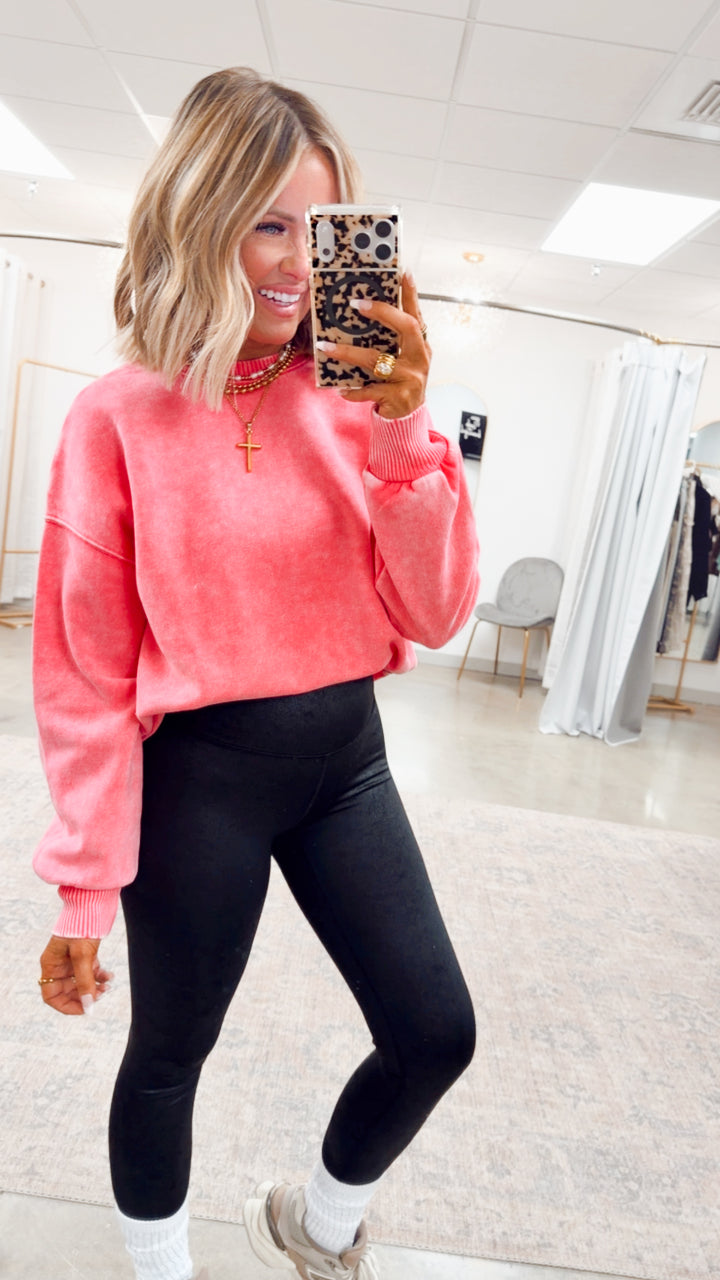 Fuchsia Acid Washed Pullover