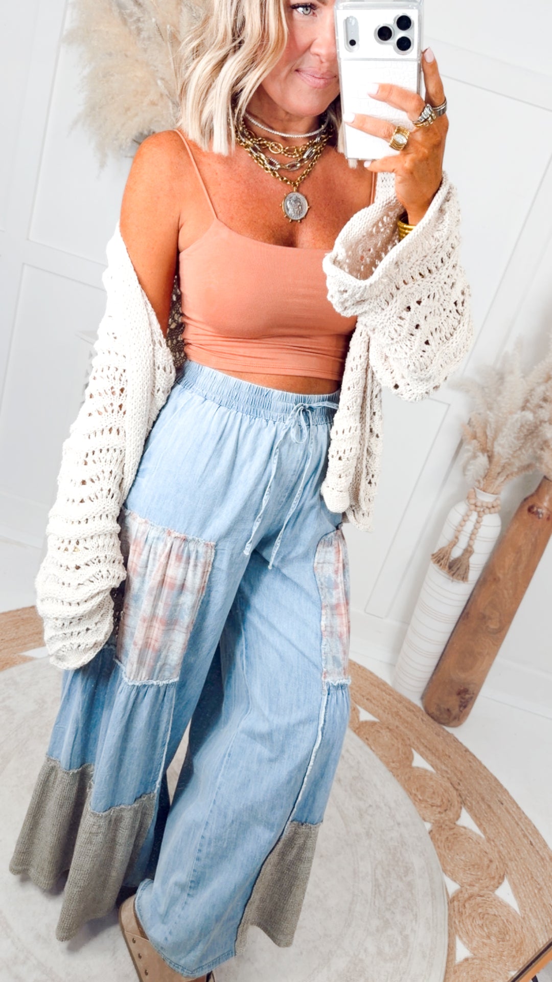 Cropped Spaghetti Tank-Papaya
