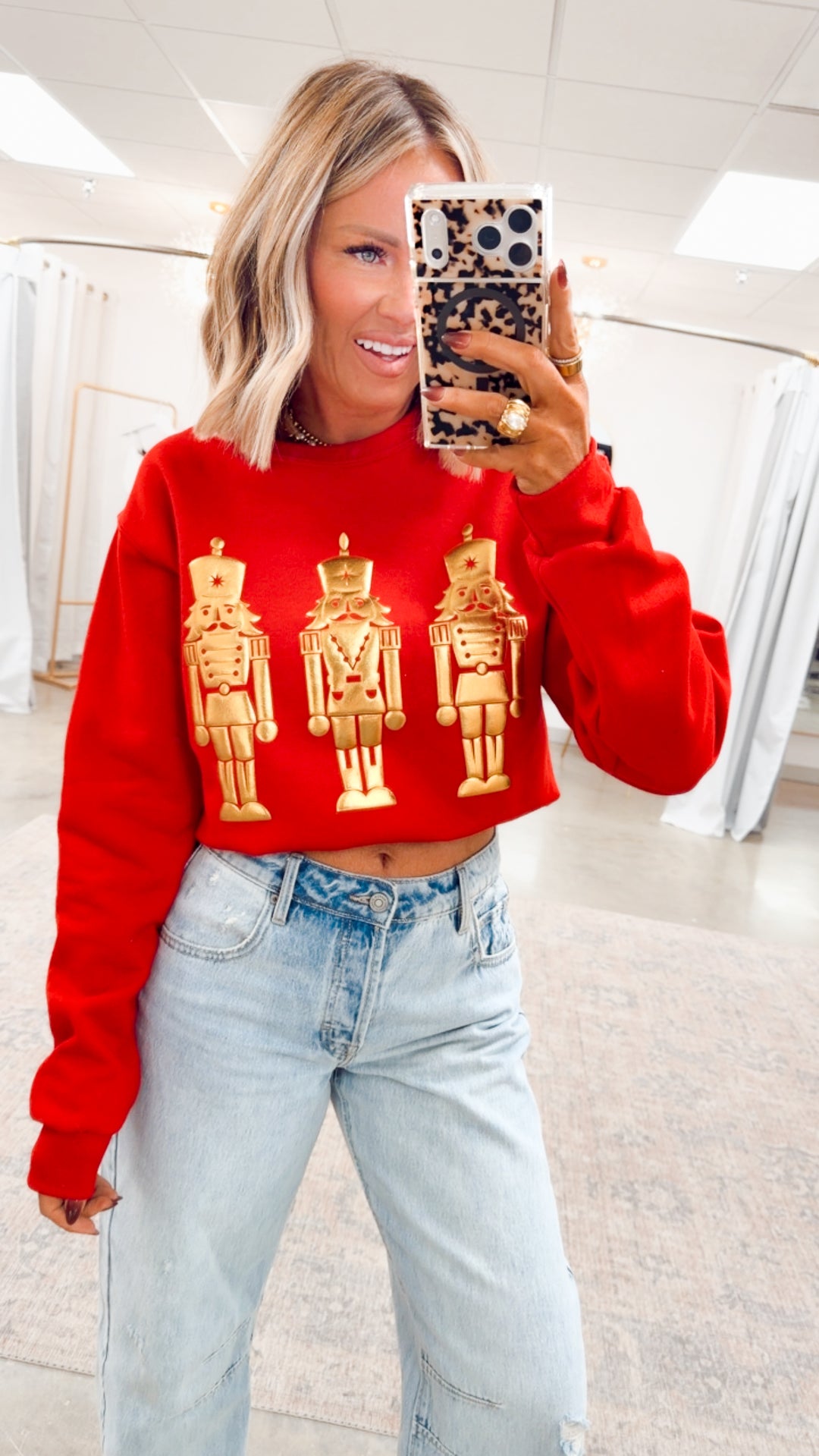 Nutcracker Metallic Puff Graphic Sweatshirt