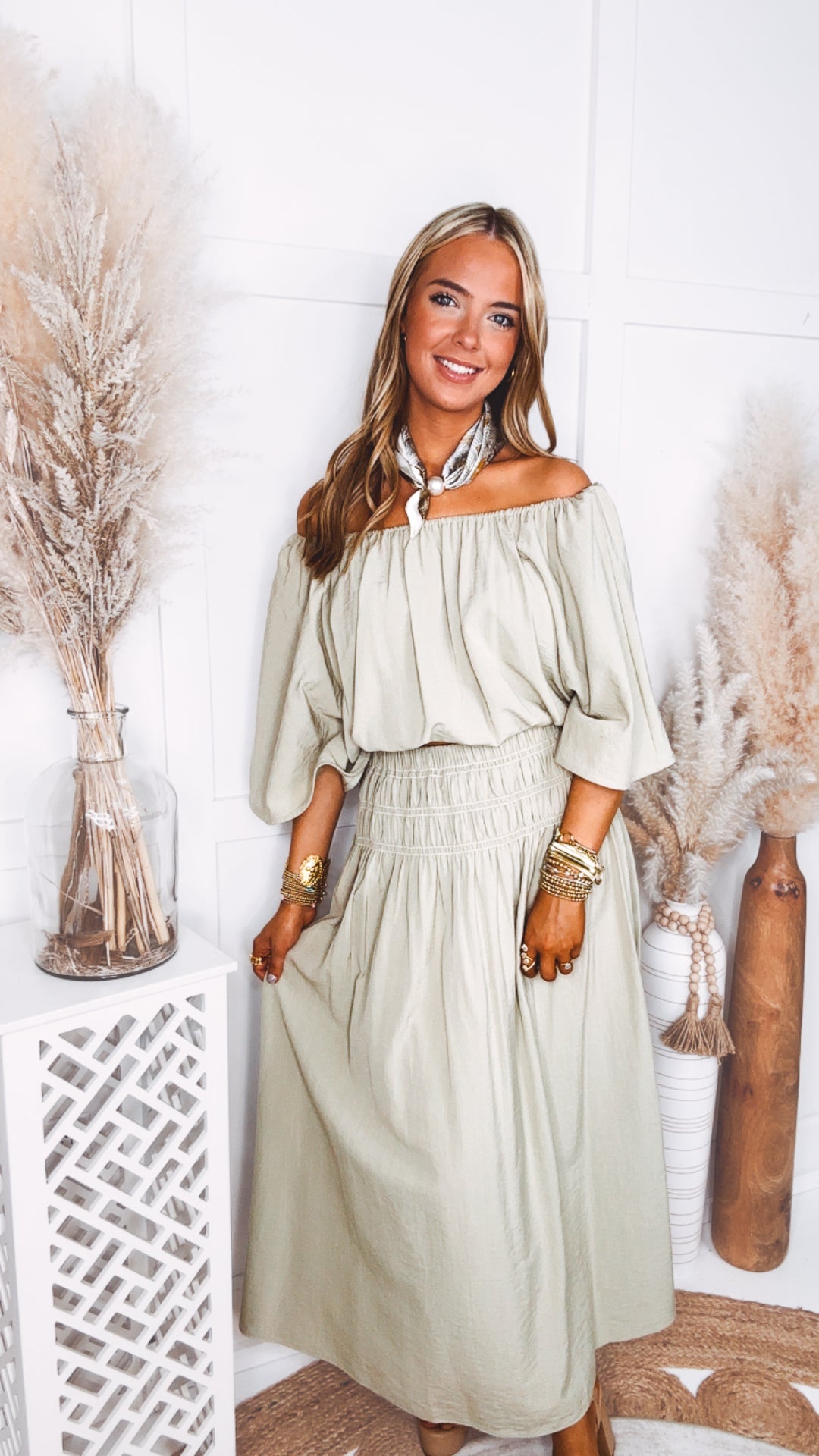 The Dahlia Maxi Skirt Set-Dried Herb