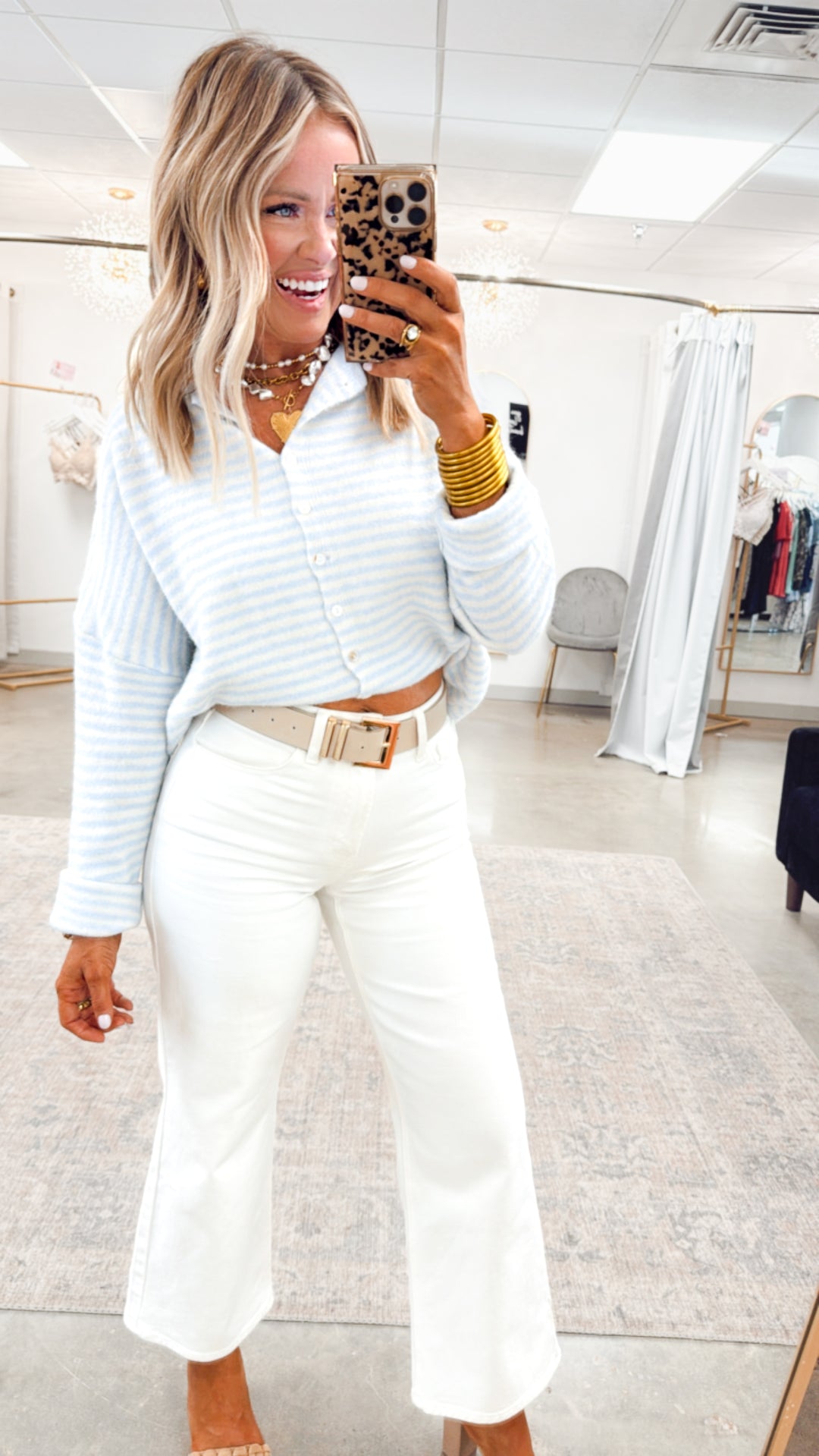 Seaside Stroll Cardigan-Blue Stripe