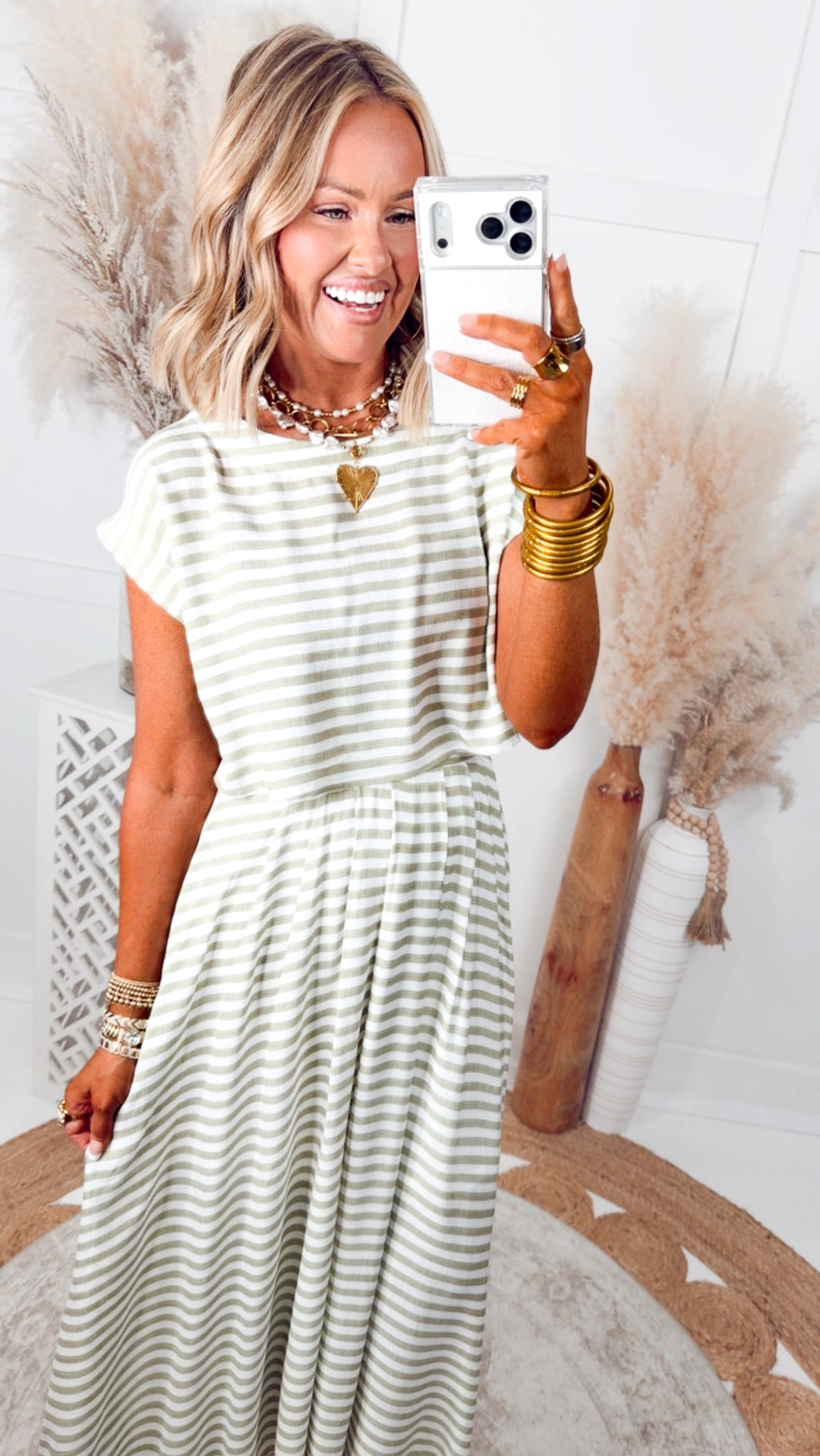 The Bora Breeze Midi Skirt Set-Olive