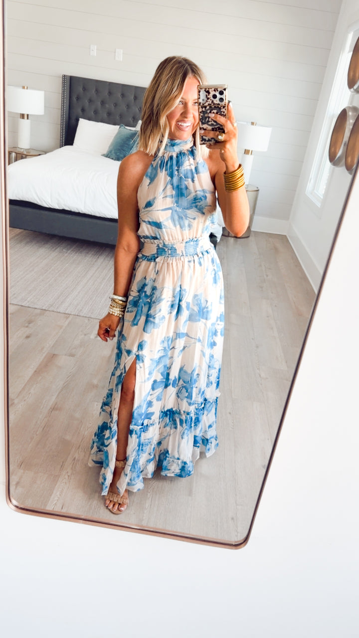 Scarlet Floral Halter Dress