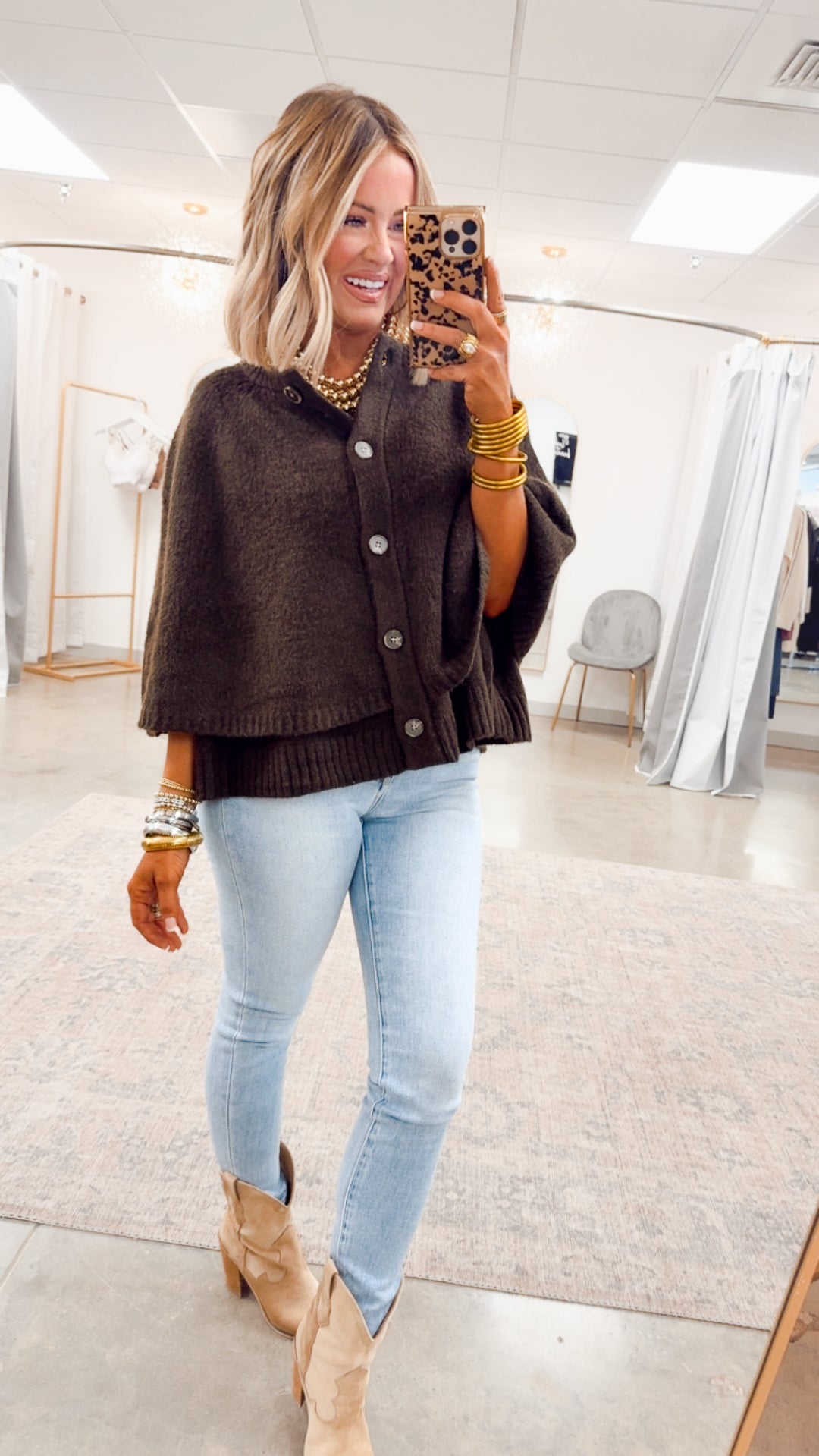 Sweater Cape Cardigan-Espresso