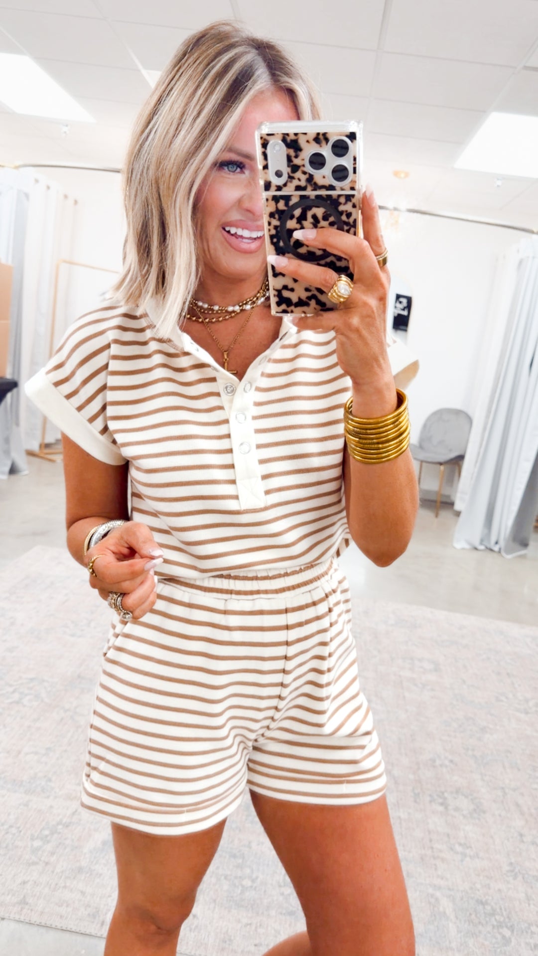 Emerson Stripe Shorts Set-Sand