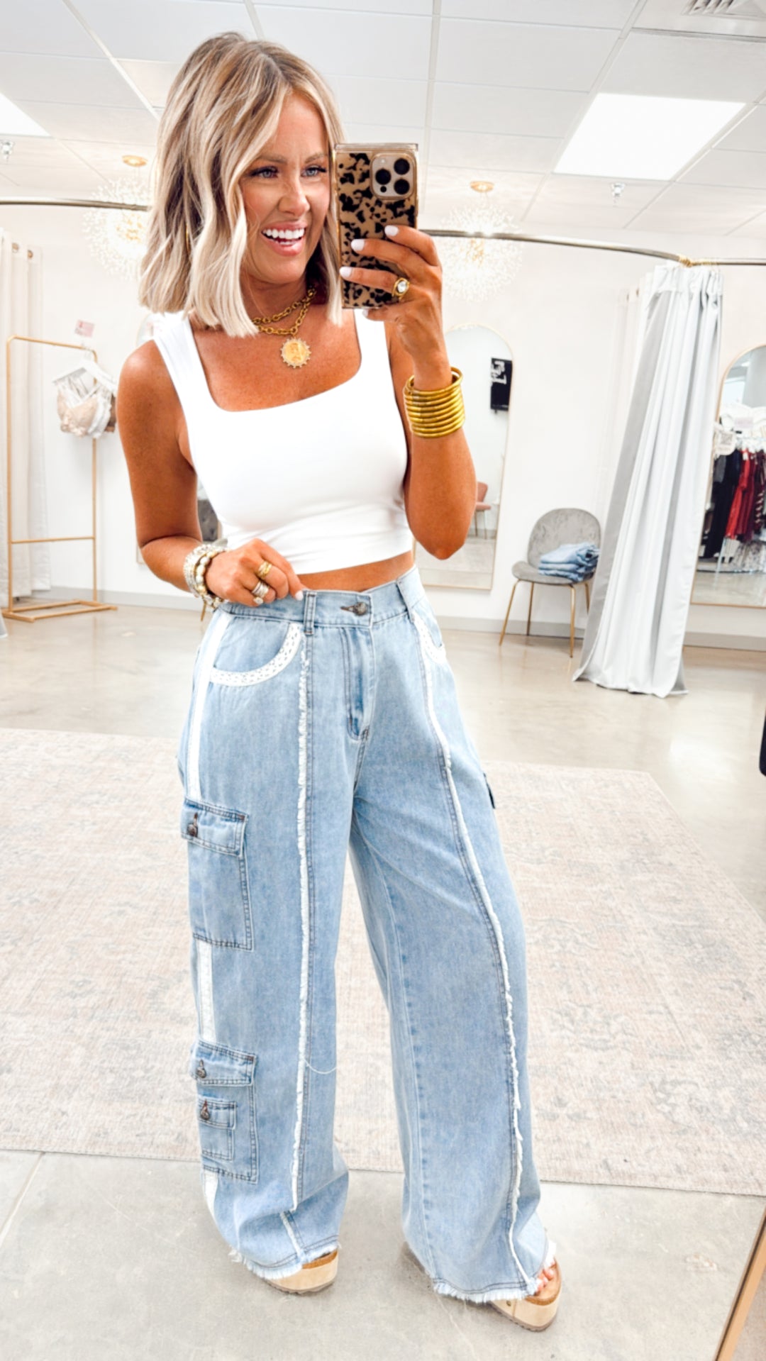 Easy Street Cargo Pants-Denim