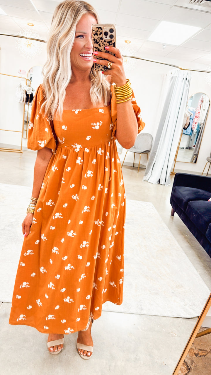 Sunrise Bloom Midi Dress