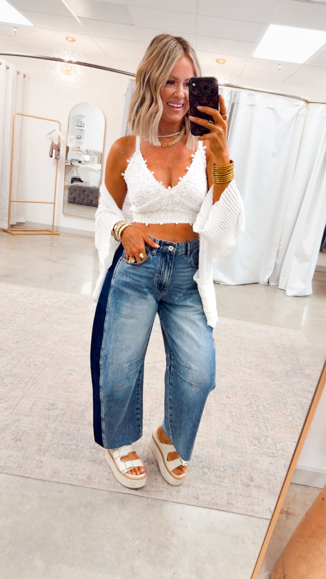 Ellington Color Block Barrel Jeans