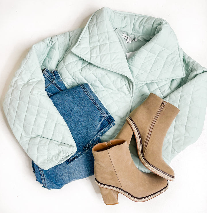 Mint Quilted Cropped Jacket