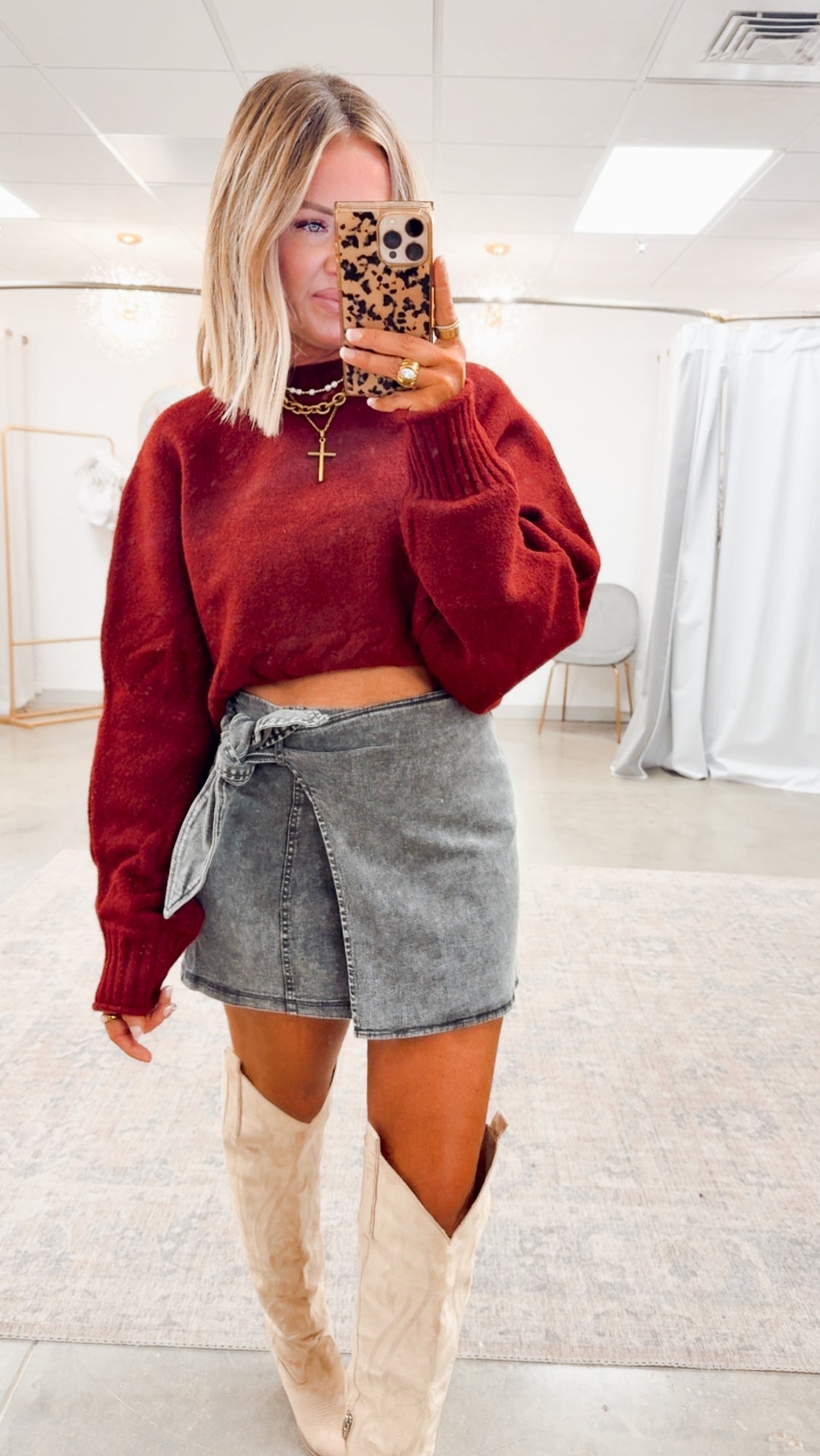 Tied & True Mini Skirt-Washed Charcoal