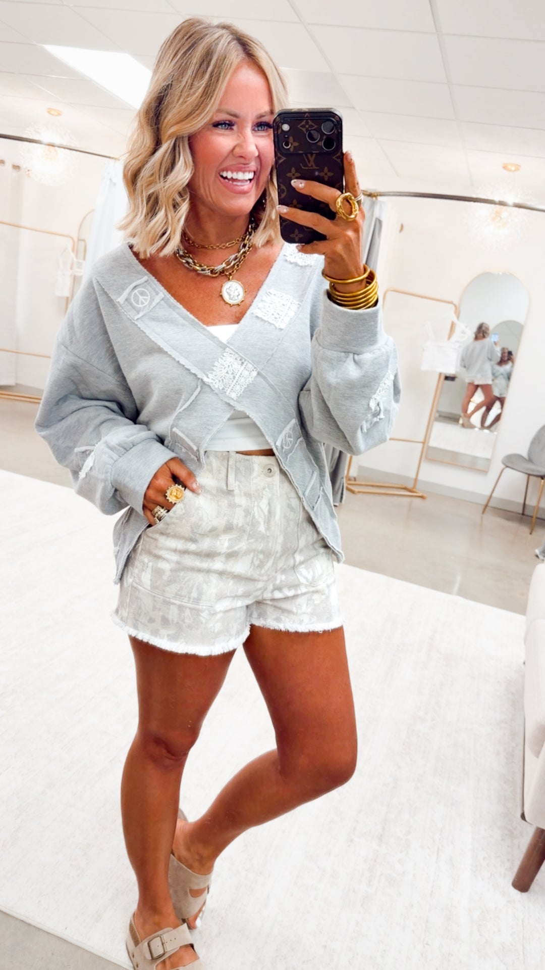 The Quinn Wrap Top-Grey