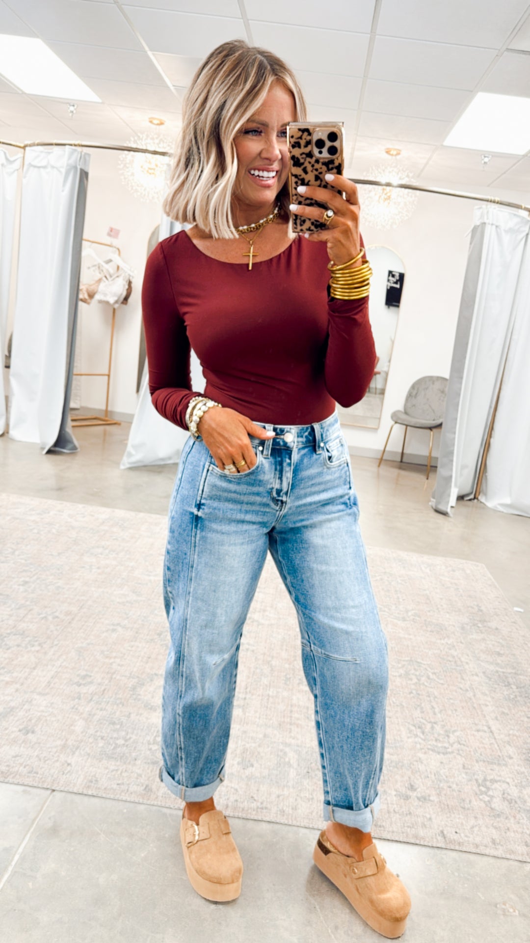 Rosabelle Scoop Neck Top-Burgundy