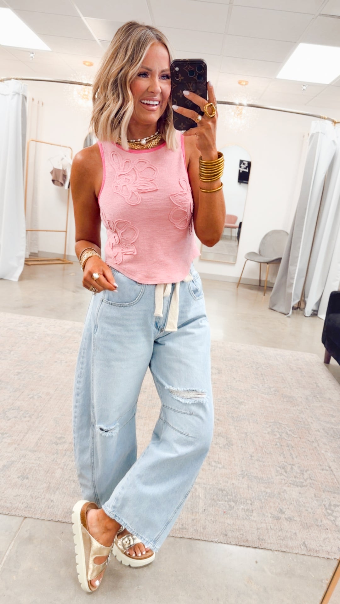 Sweet Stitch Tank-Soft Pink