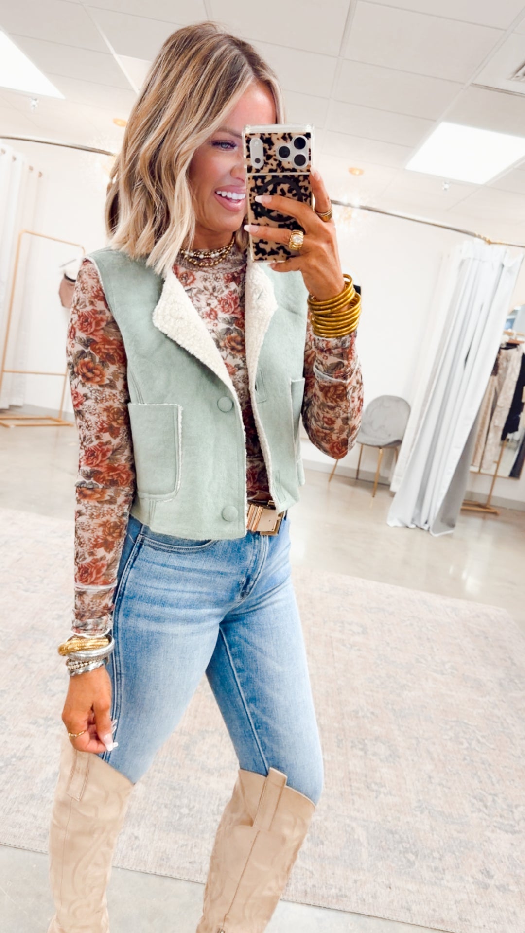 Dreamy Plush Vest-Sage