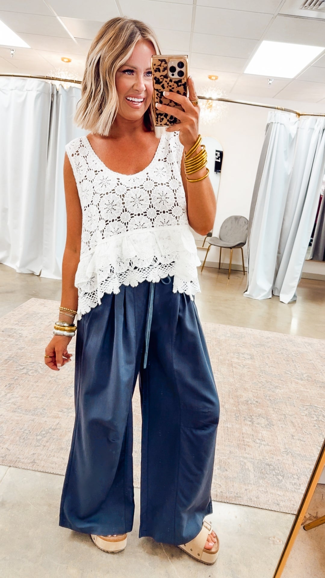 Mystic Crochet Tank Top-White