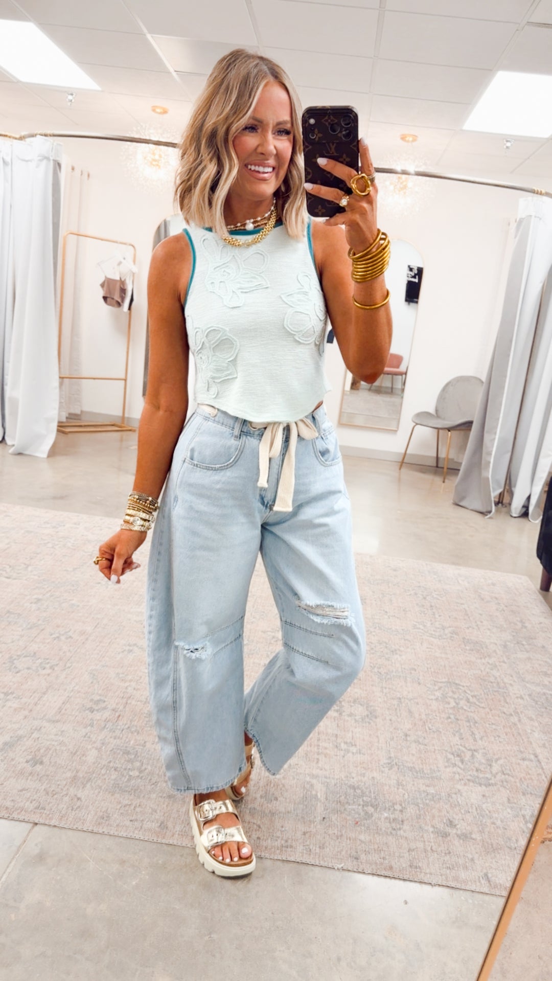 Sweet Stitch Tank-Pale Mint