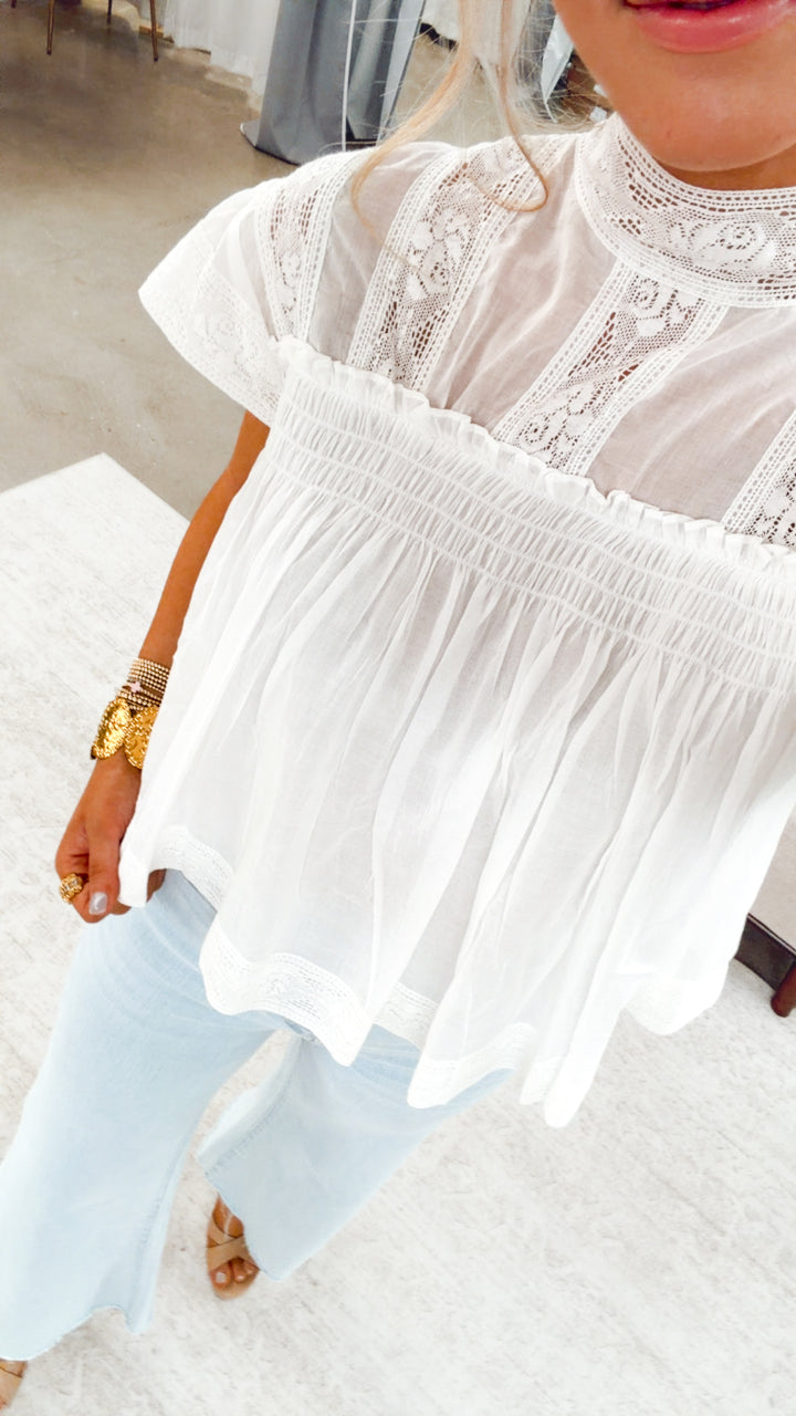 The Victoria Ruffle Top-White
